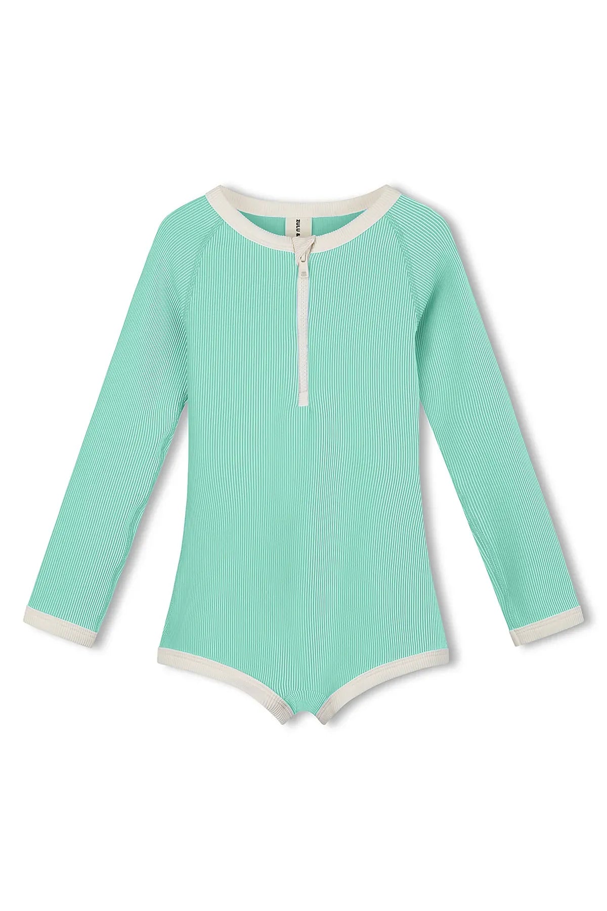 Zulu & Zephyr Girls Mini Stripe Rashie Onesie - Aqua