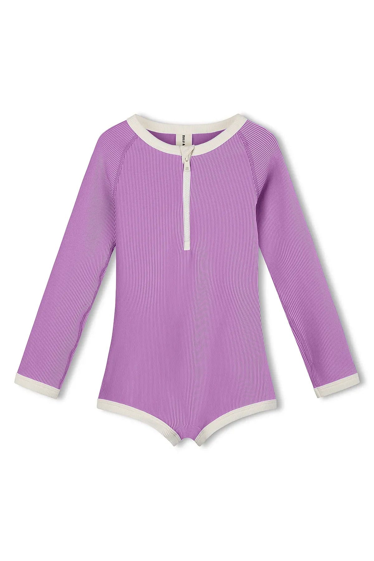 Zulu & Zephyr Girls Mini Stripe Rashie Onesie - Lilac