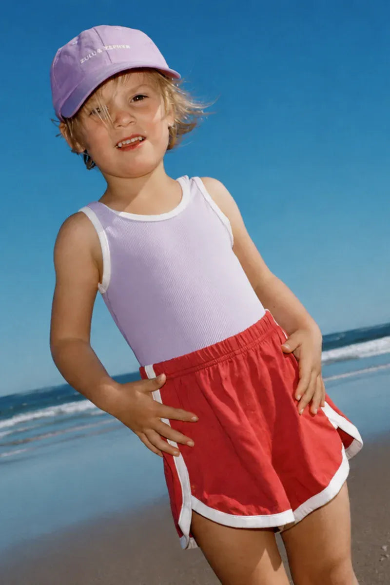 Zulu & Zephyr Girls Mini Stripe Scoop One Piece - Lilac