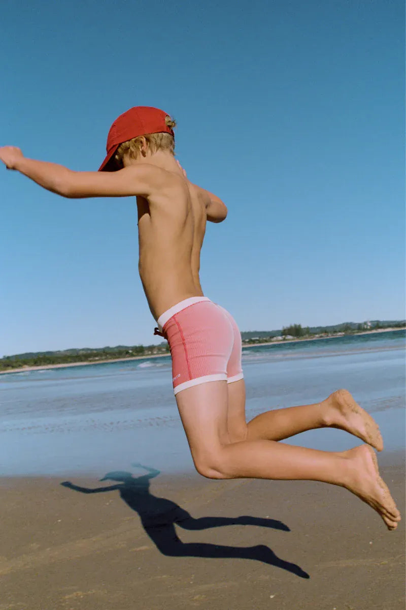 Zulu & Zephyr Kids Mini Stripe Surf Short - Clay Red