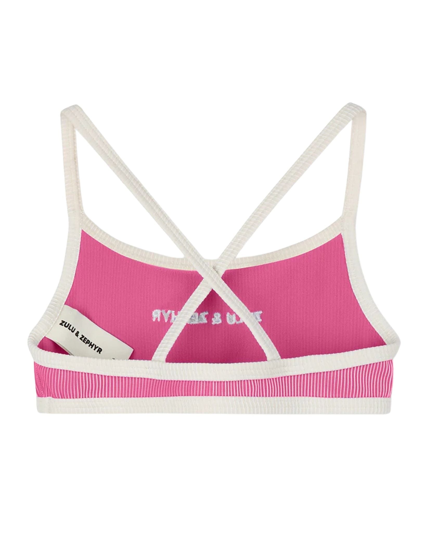 Zulu & Zephyr Mini Stripe Rib Logo Bikini Top