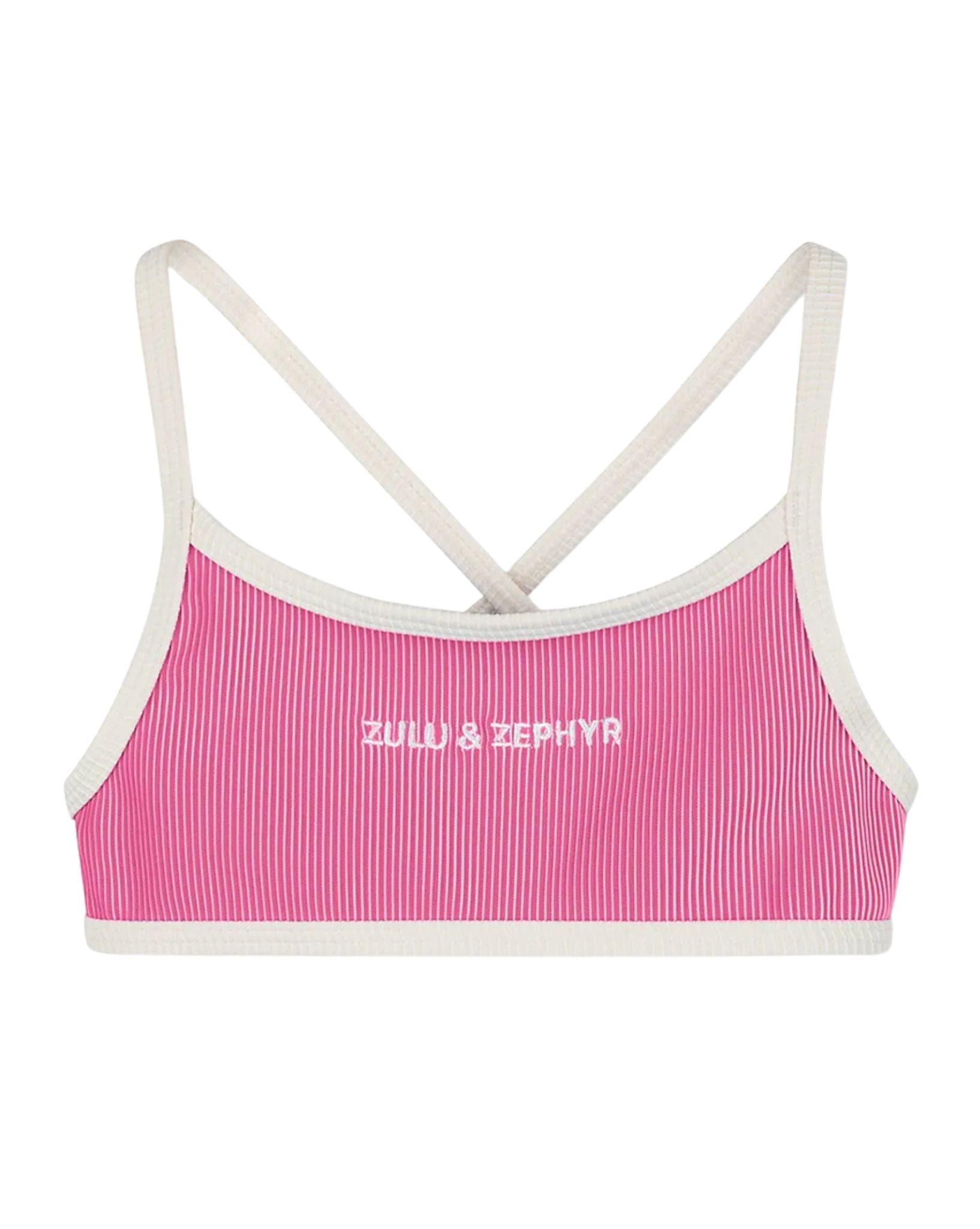 Zulu & Zephyr Mini Stripe Rib Logo Bikini Top