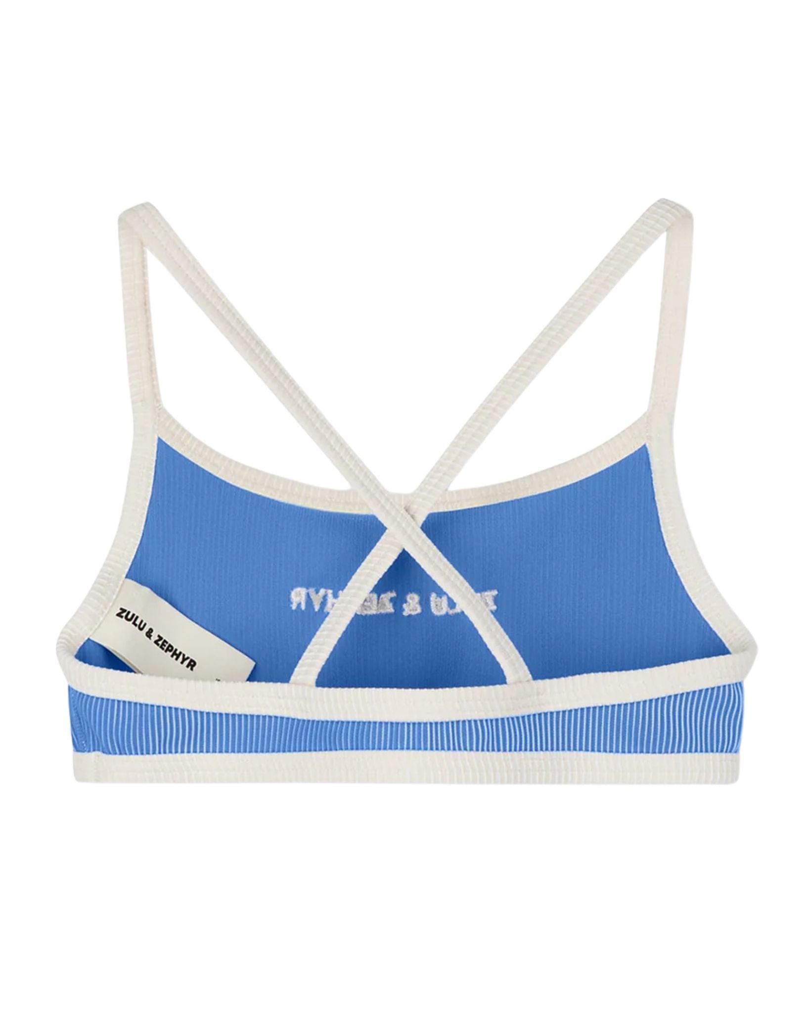 Zulu & Zephyr Mini Stripe Rib Logo Bikini Top