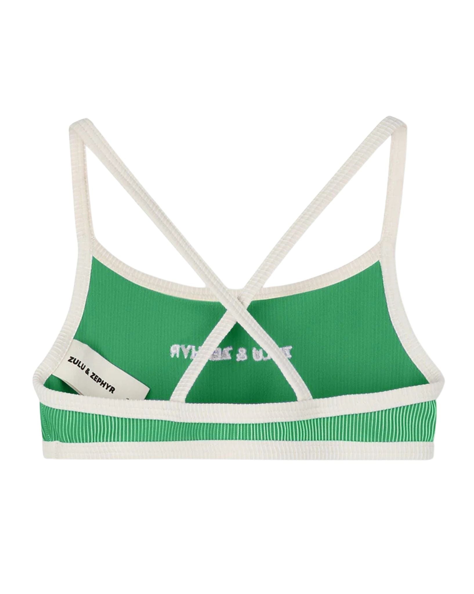 Zulu & Zephyr Mini Stripe Rib Logo Bikini Top