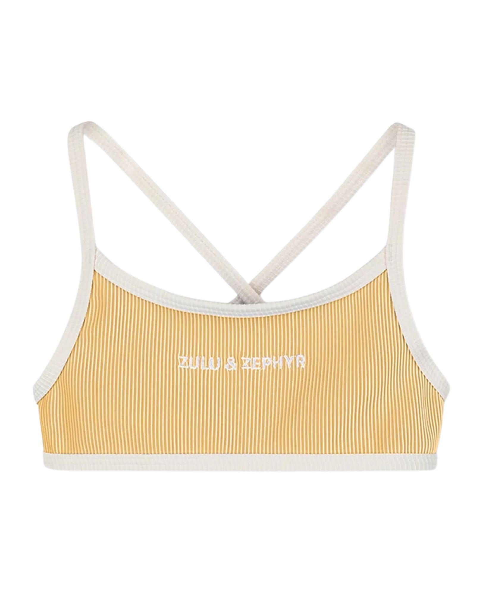 Zulu & Zephyr Mini Stripe Rib Logo Bikini Top