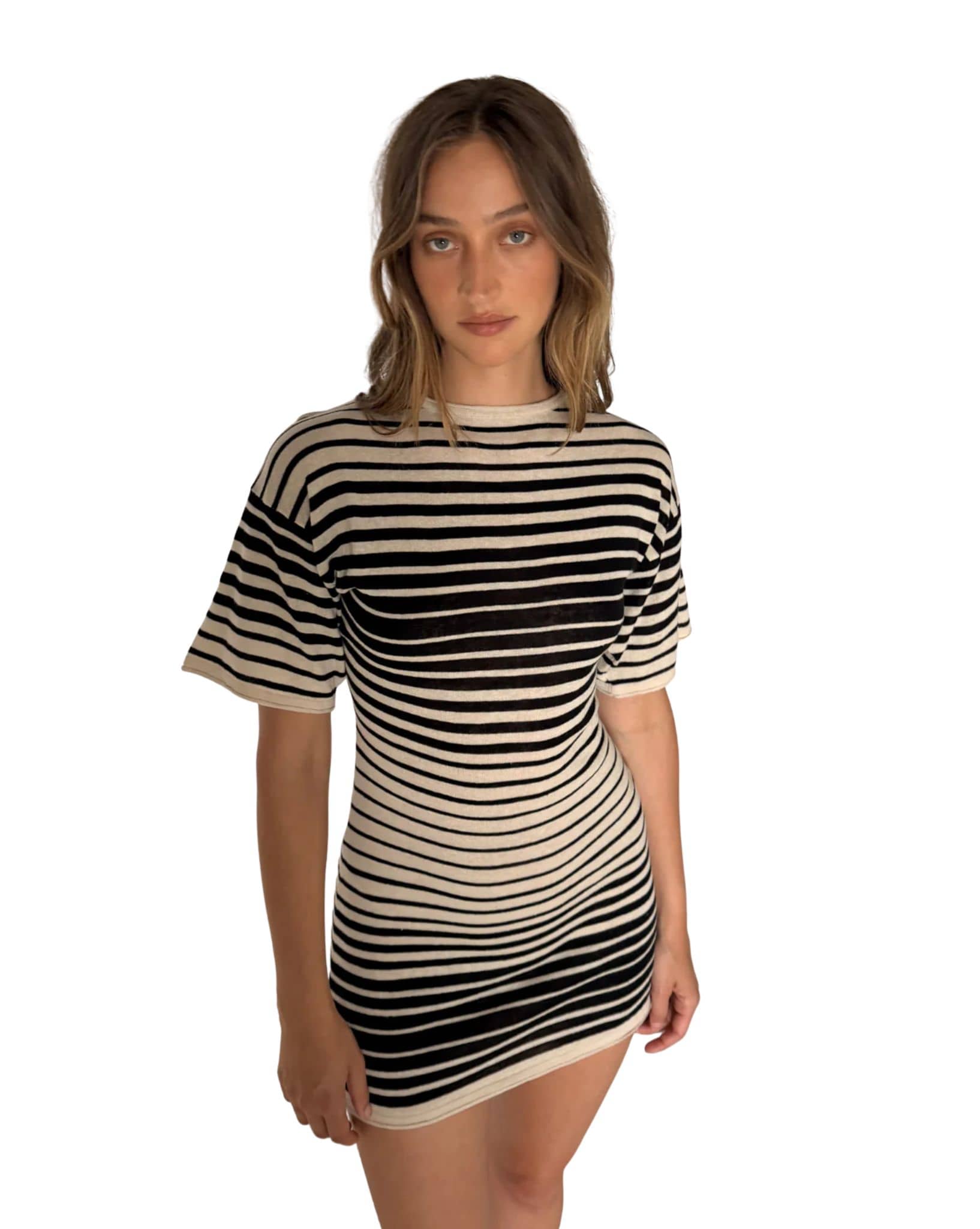 Zulu & Zephyr Ombre Stripe Ramie Cotton Knit Mini Dress