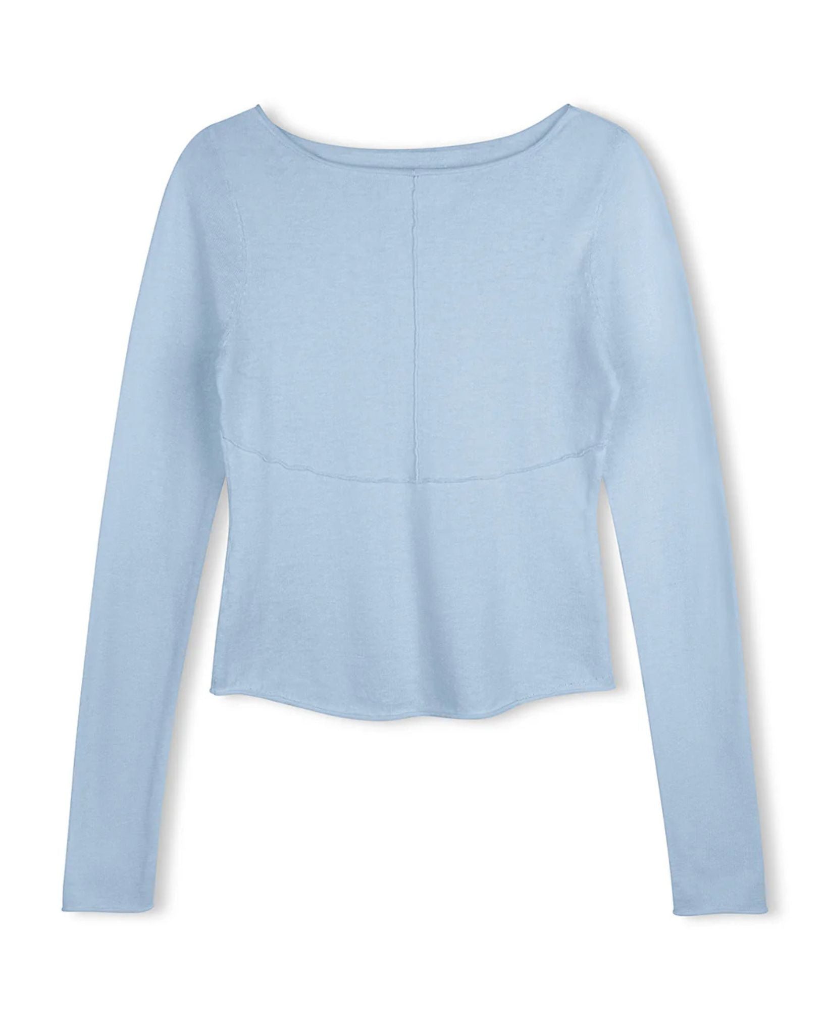 Zulu & Zephyr Panelled Long Sleeve Knit Top - Powder Blue