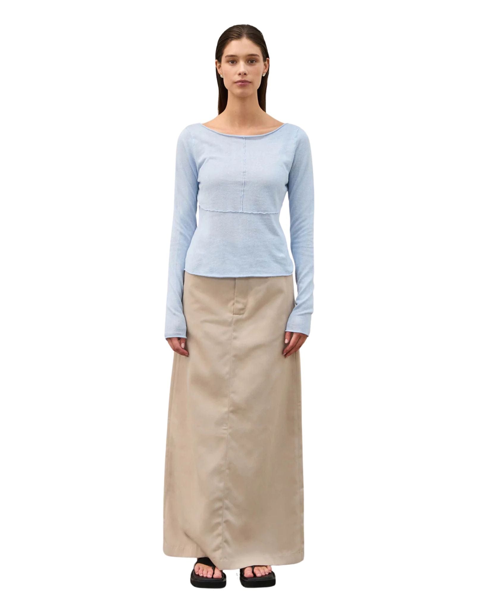 Zulu & Zephyr Panelled Long Sleeve Knit Top - Powder Blue