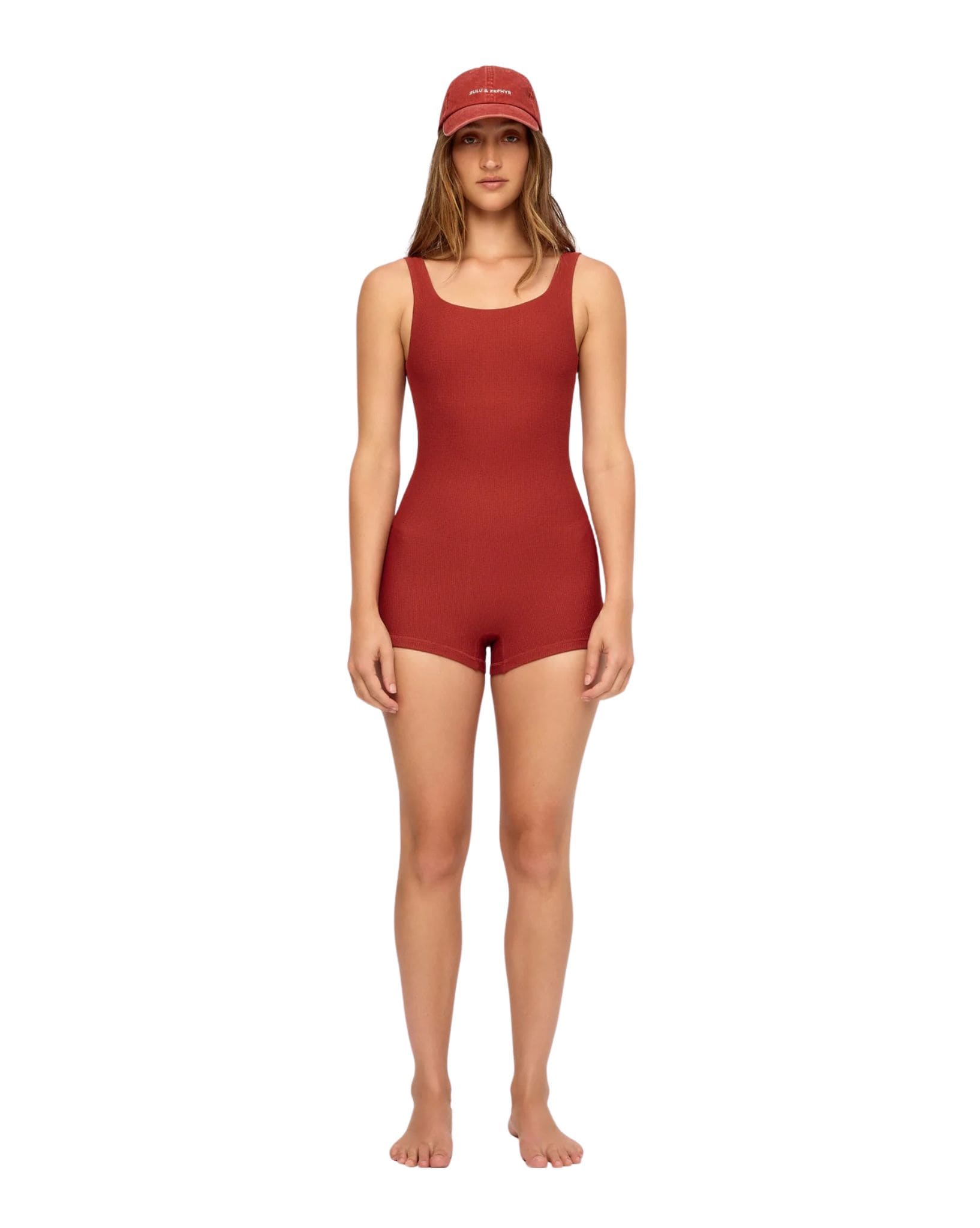 Zulu & Zephyr Red Waffle 2 Inch Bodysuit