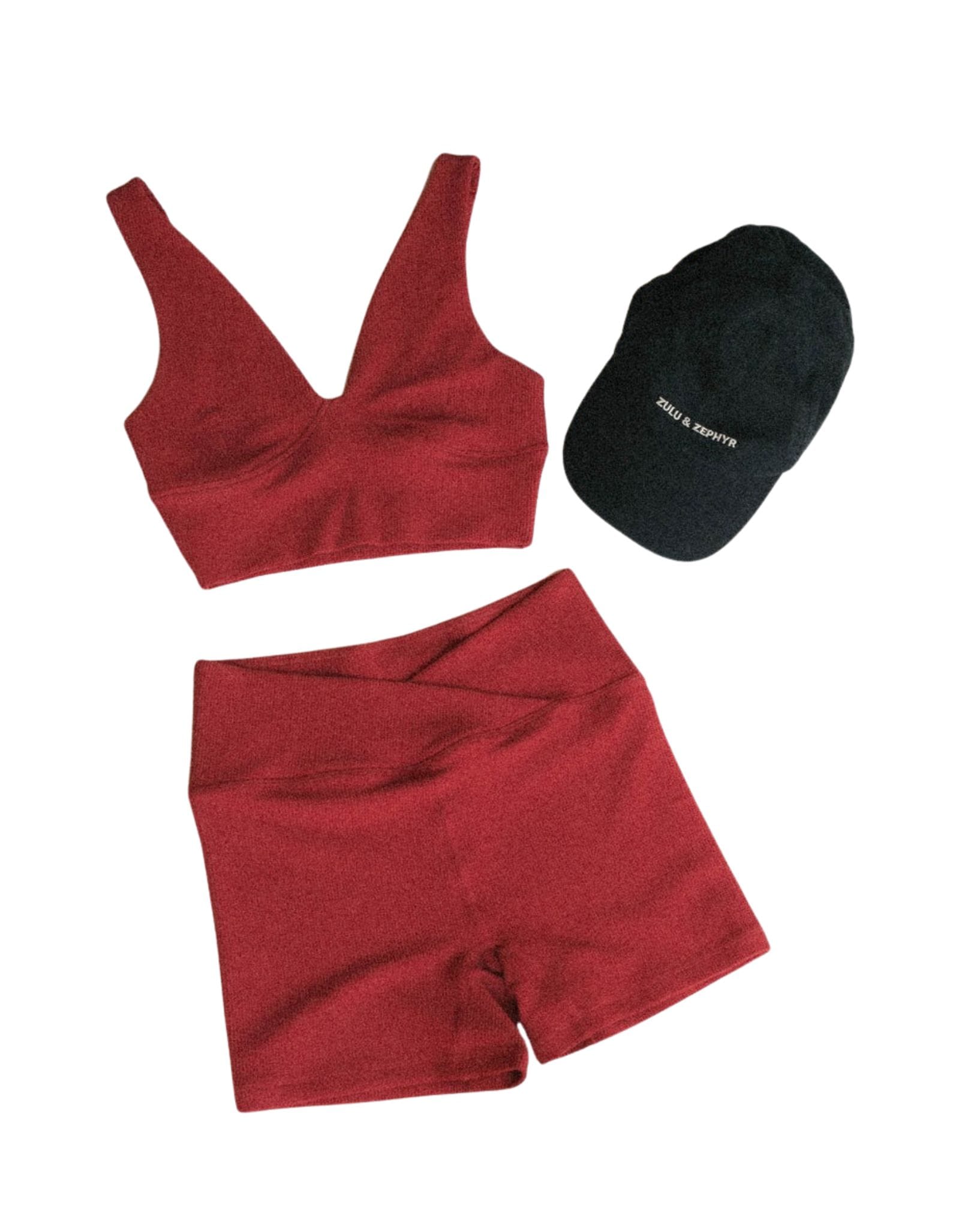 Zulu & Zephyr Red Waffle Crop Top
