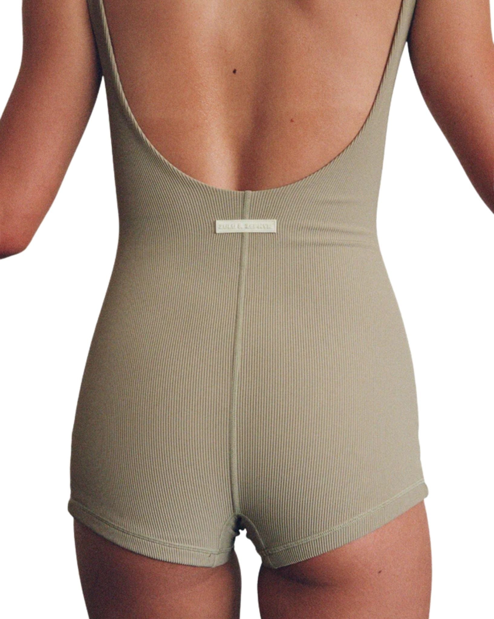 Stripe Rib Bodysuit - Olive - Natural Necessity Surf Shop