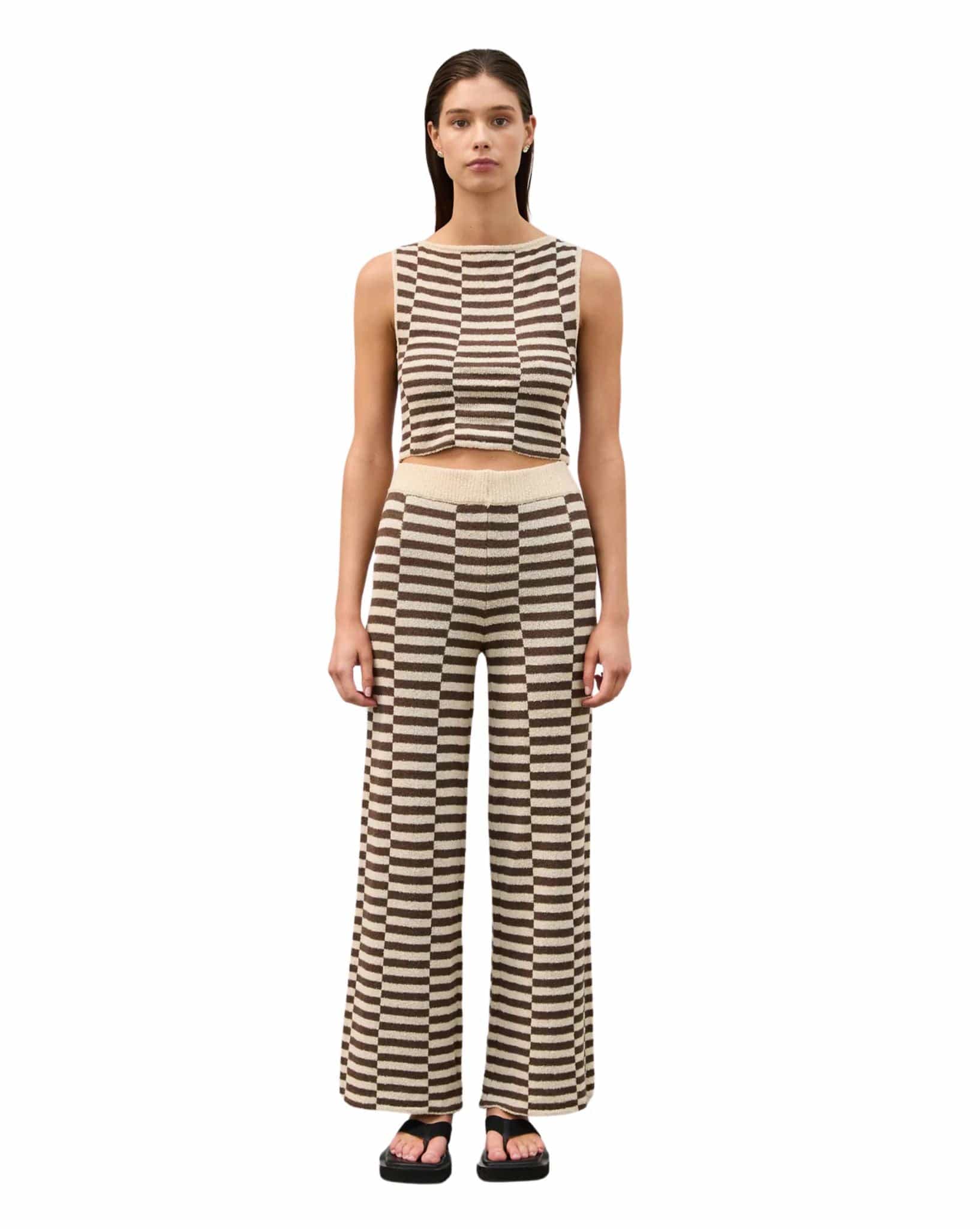 Zulu & Zephyr Womens Cocoa Grid Textured Knit Pant