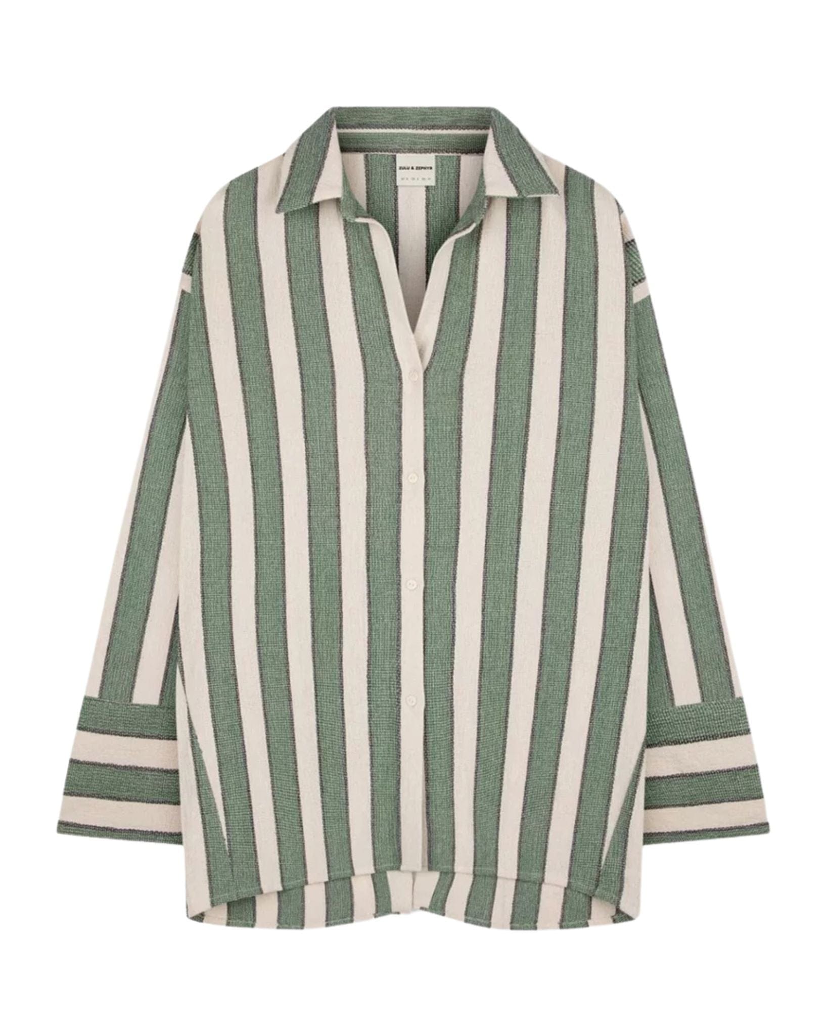 Zulu & Zephyr Womens Eucalyptus Stripe Organic Cotton Shirt