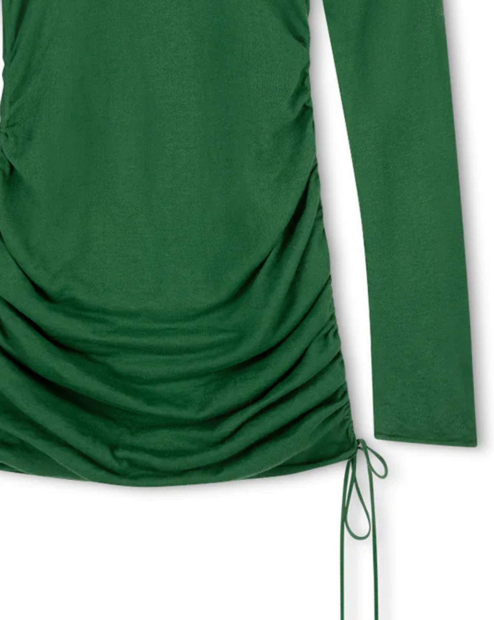 Zulu & Zephyr Womens Tallow Green Gathered Knit Mini Dress