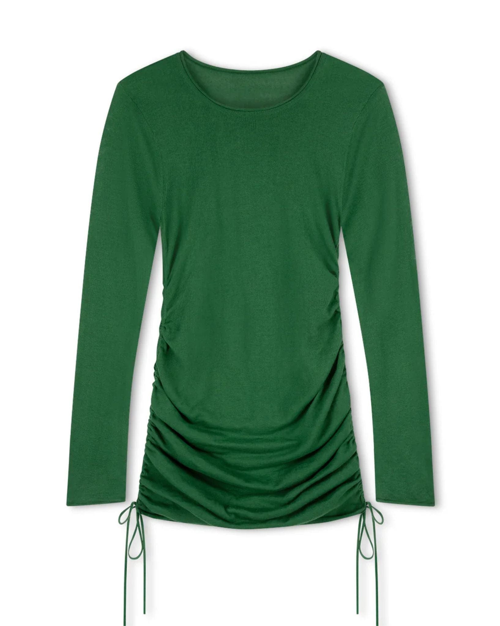 Zulu & Zephyr Womens Tallow Green Gathered Knit Mini Dress