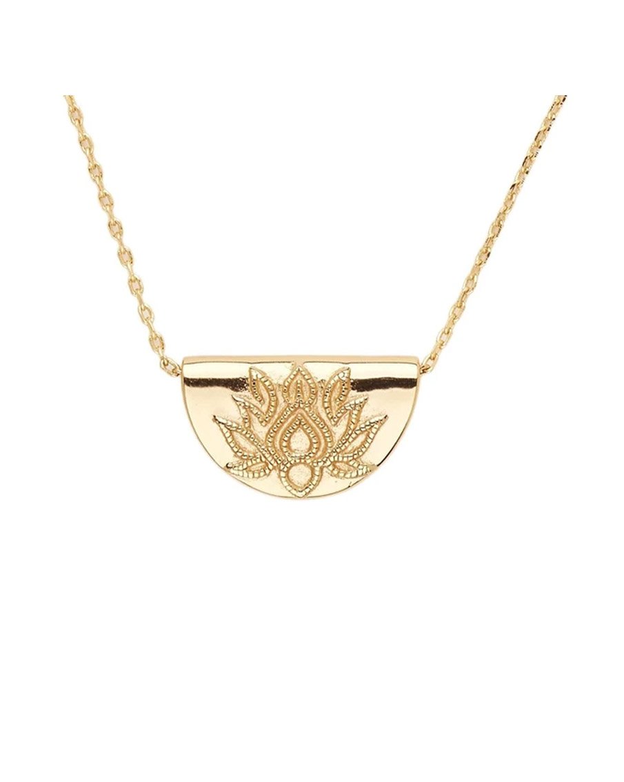Gold Lotus Short Necklace