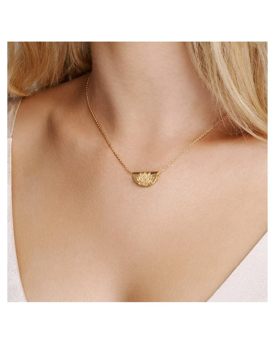 Gold Lotus Short Necklace