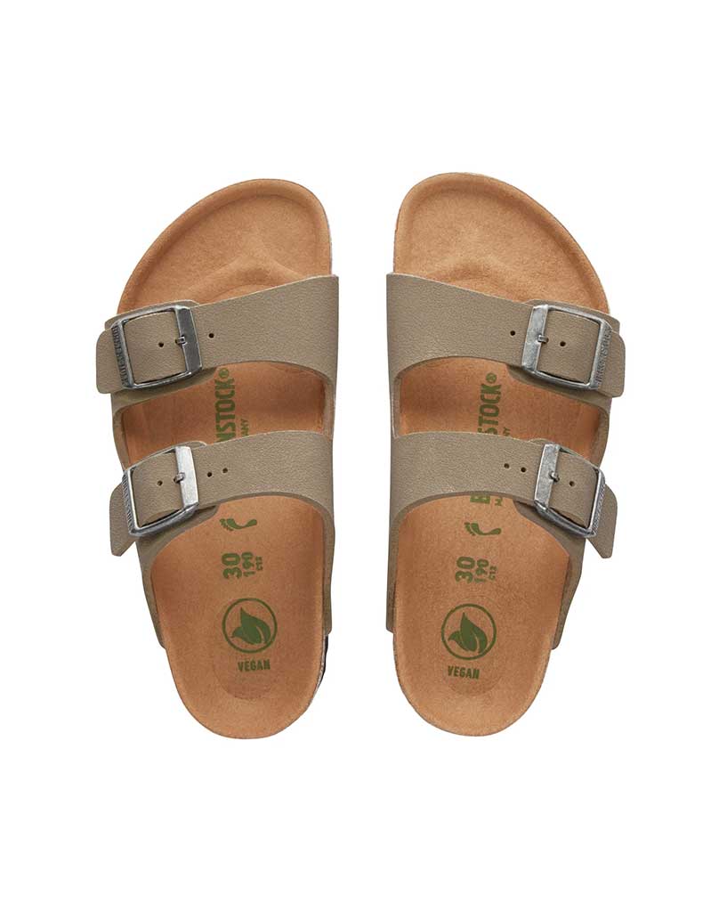 Birkenstock Arizona Kids Earthy Vegan Faded Khaki Birkibuc Narrow