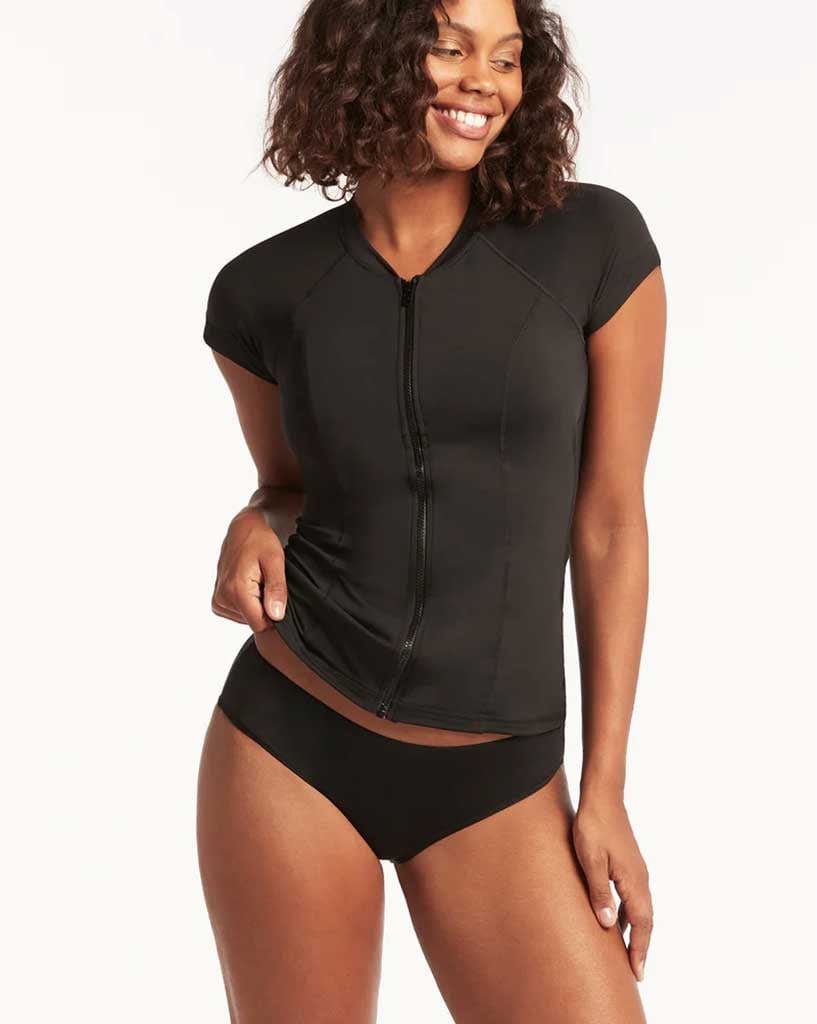Sea Level Essentials Short Sleeve Multifit Rash Vest - Full Zip
