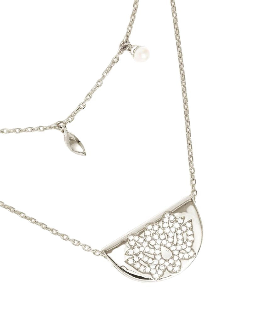 By Charlotte Silver Live in Peace Lotus Necklace