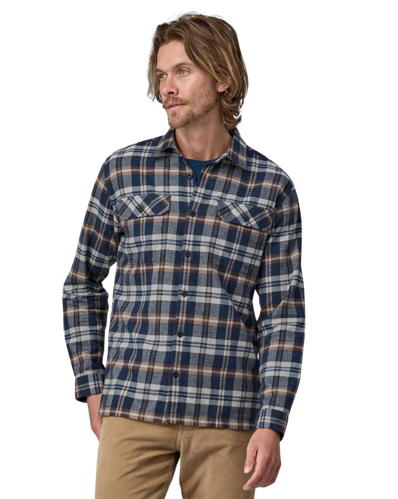 Patagonia Ms LS Organic Cotton MW Fjord Flannel Shirt Fields New Navy