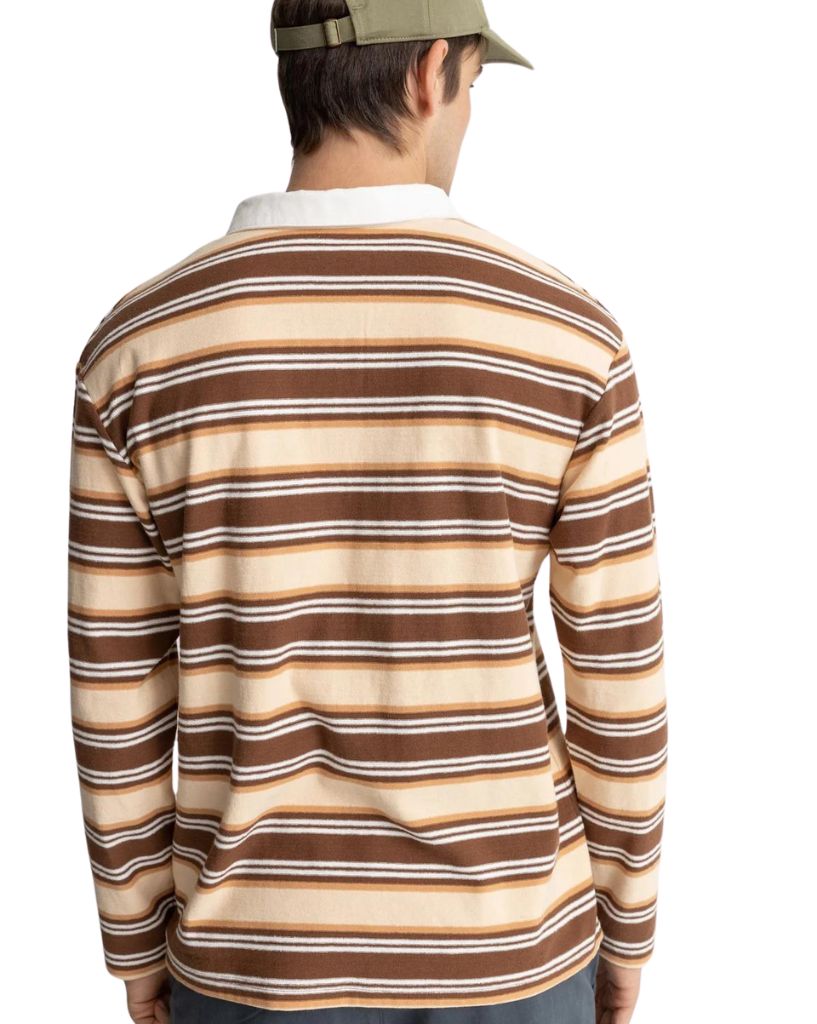 Rhythm Vintage Stripe Polo Ls T-Shirt Coffee