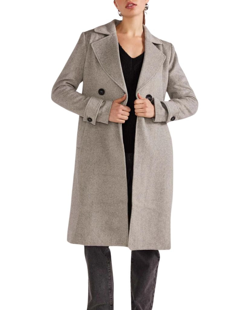 Staple the Label Reade Belted Coat Grey Marle