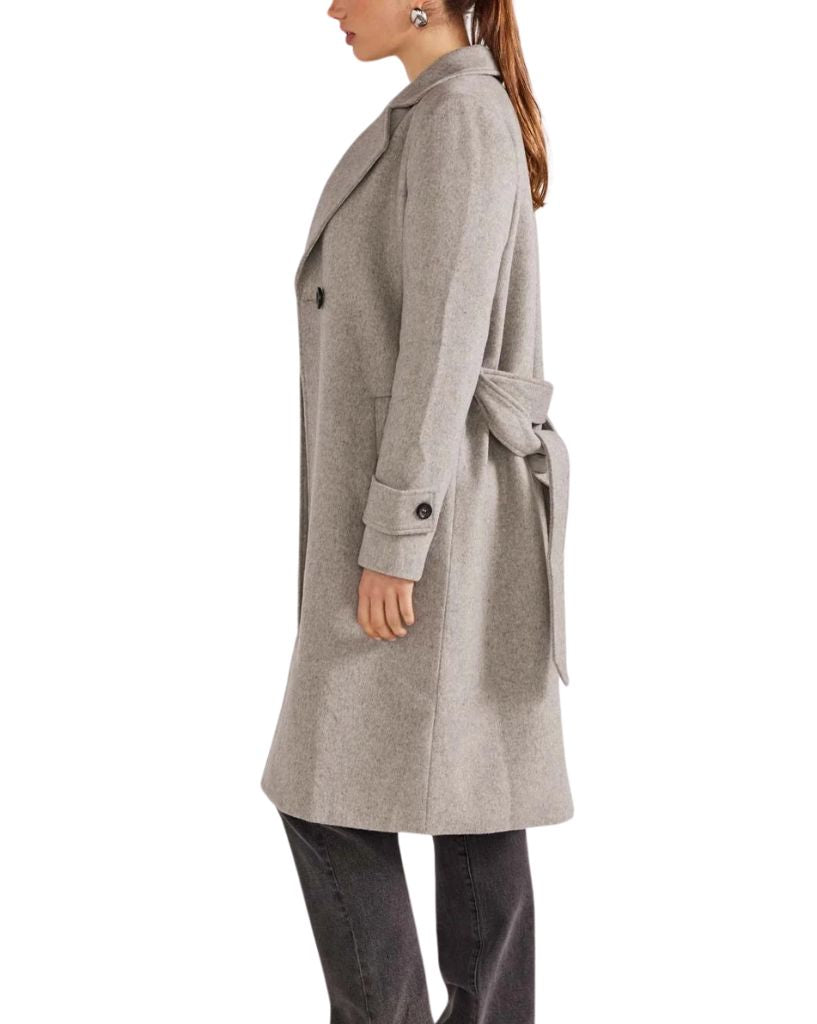 Staple the Label Reade Belted Coat Grey Marle