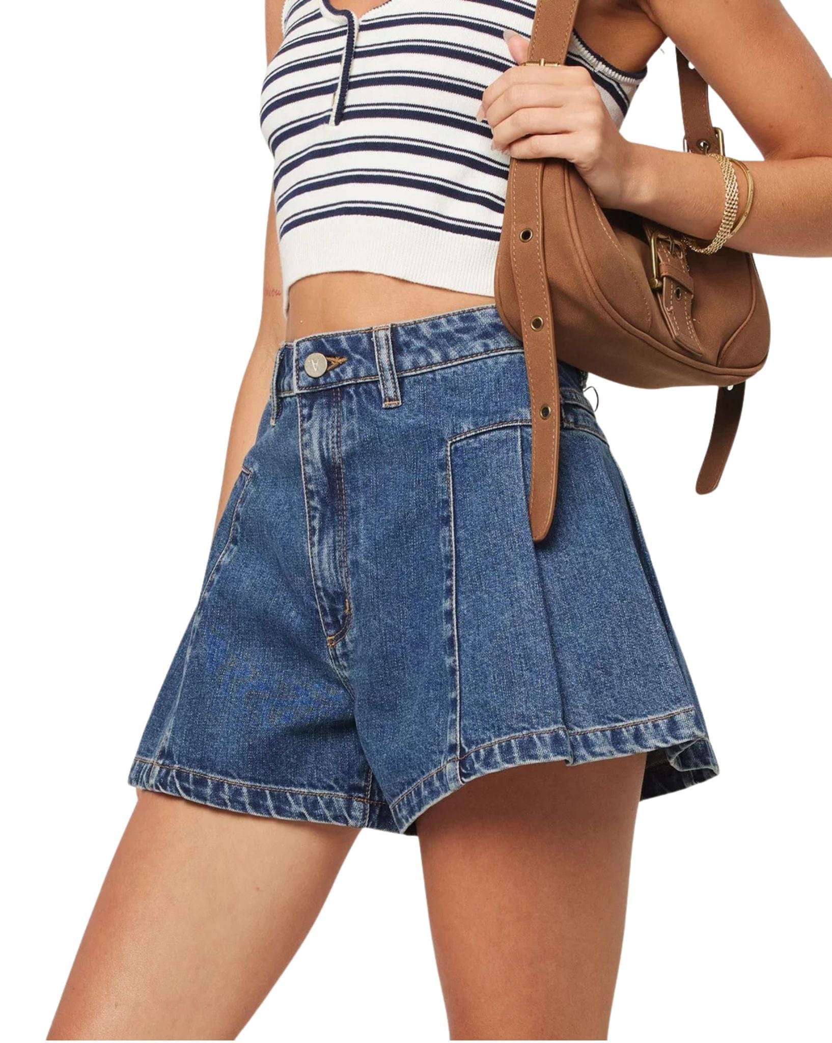 Abrand 94 Pleated Short Bella-Mid Blue