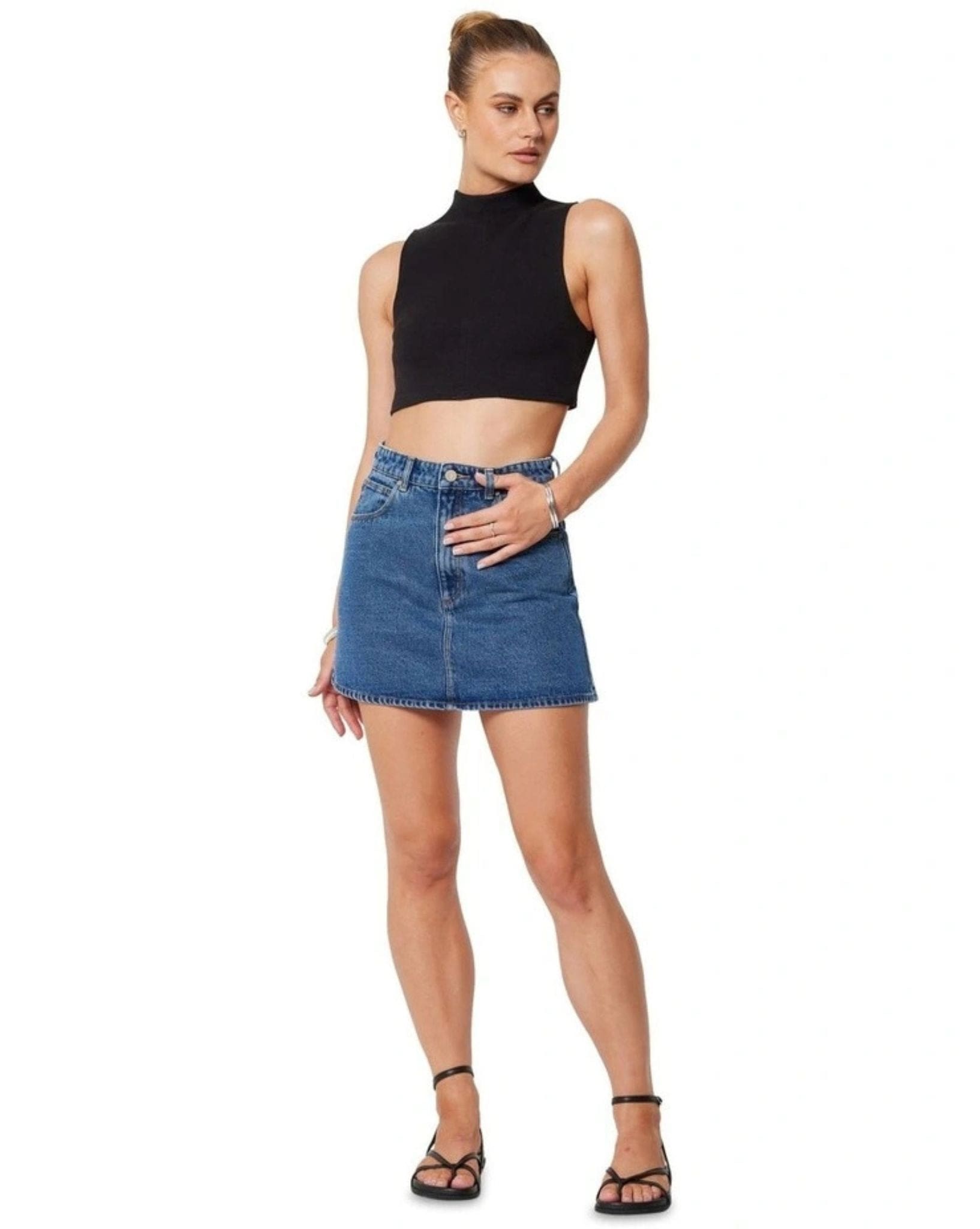 Abrand Womens Aline Bella Skirt - Mid Blue