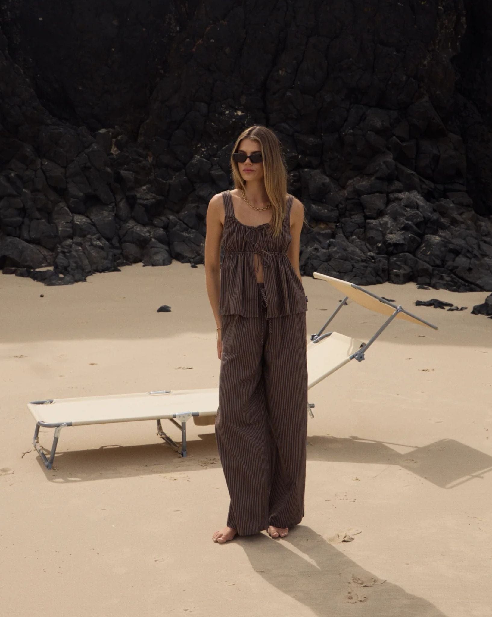 Afends Cyrus - Recycled Wide Leg Pant Stripe