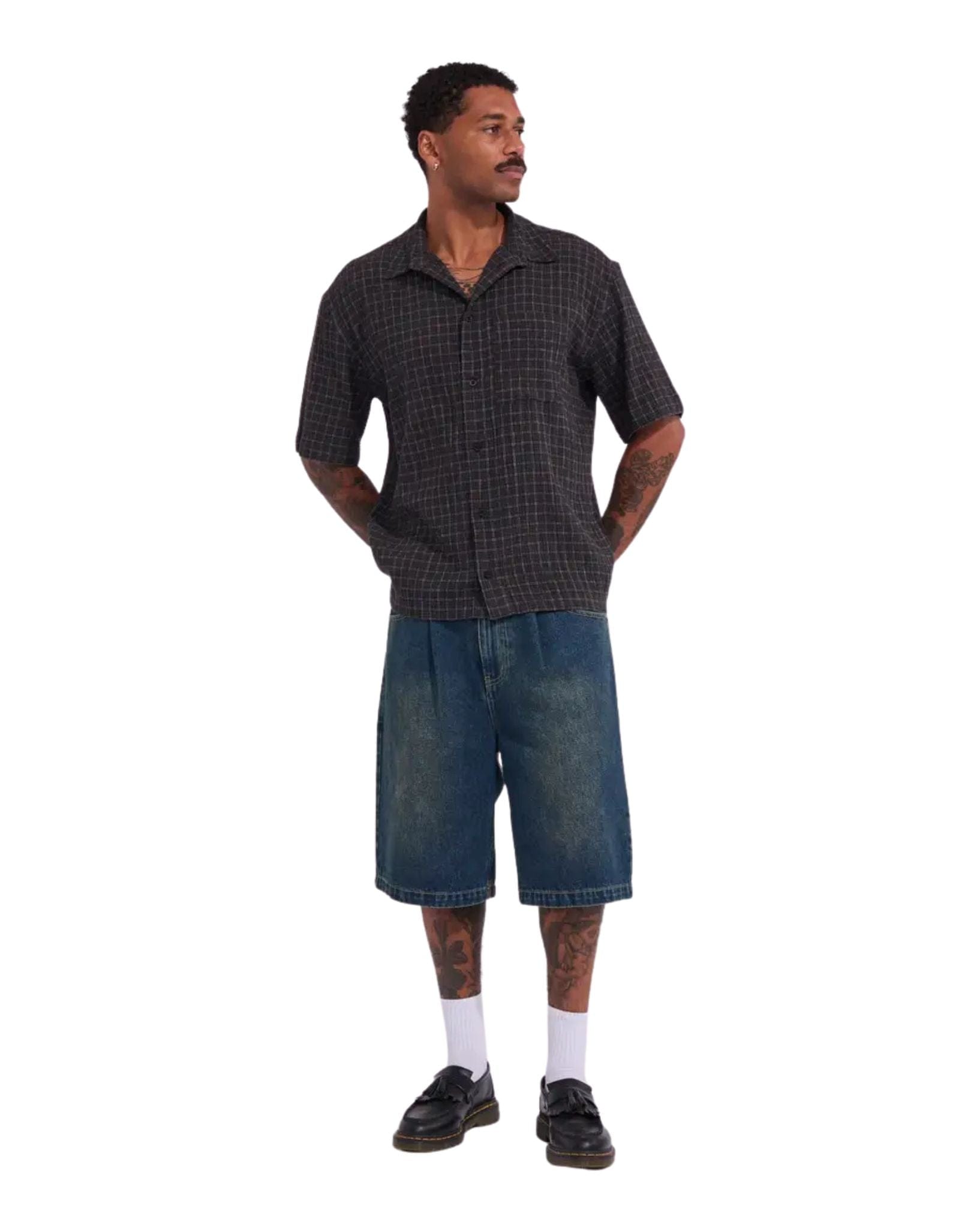 Afends Darkness - Hemp Seer Sucker Check Shirt