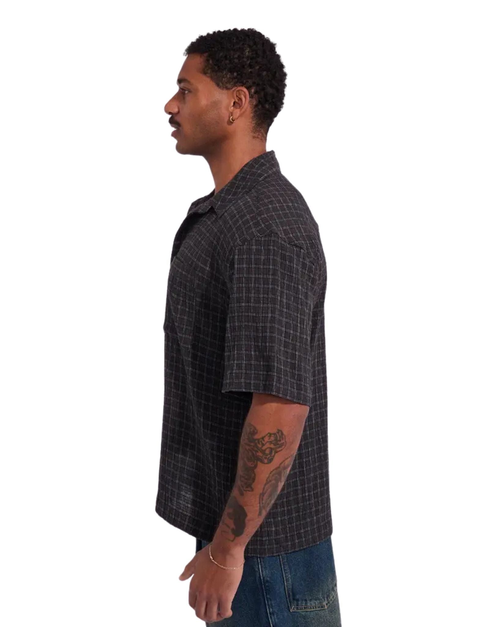Afends Darkness - Hemp Seer Sucker Check Shirt