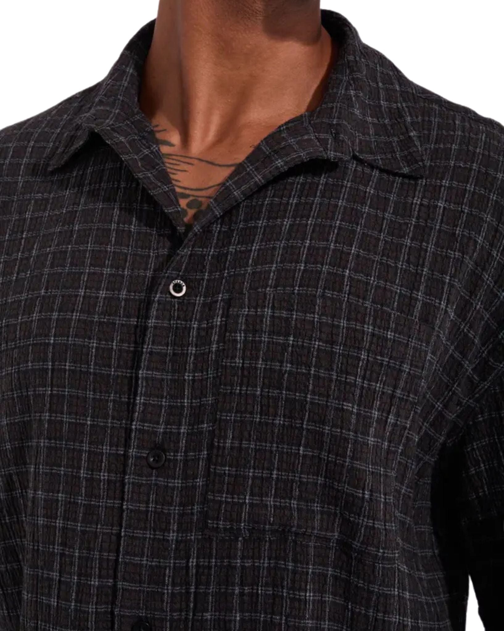 Afends Darkness - Hemp Seer Sucker Check Shirt