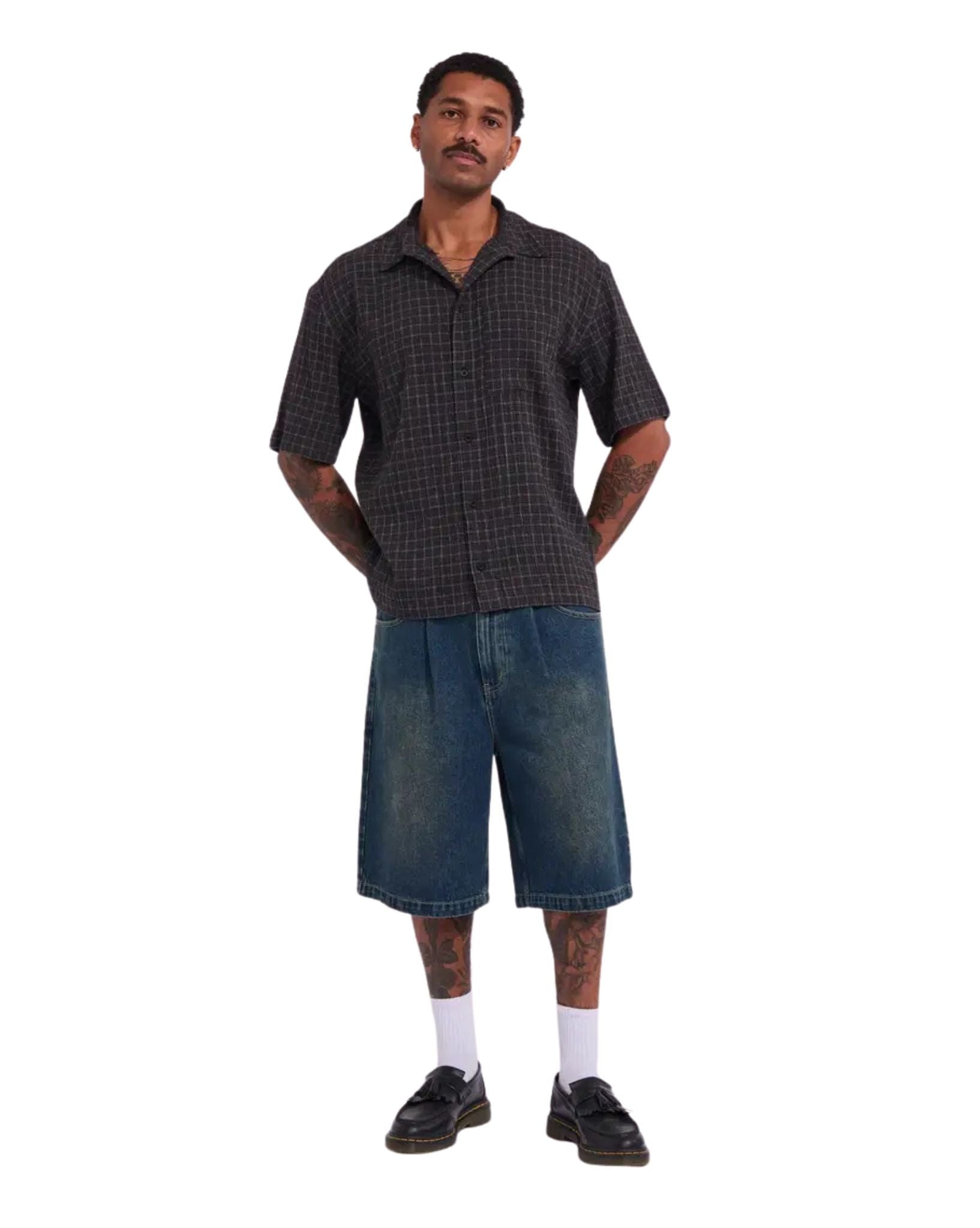 Afends Darkness - Hemp Seer Sucker Check Shirt