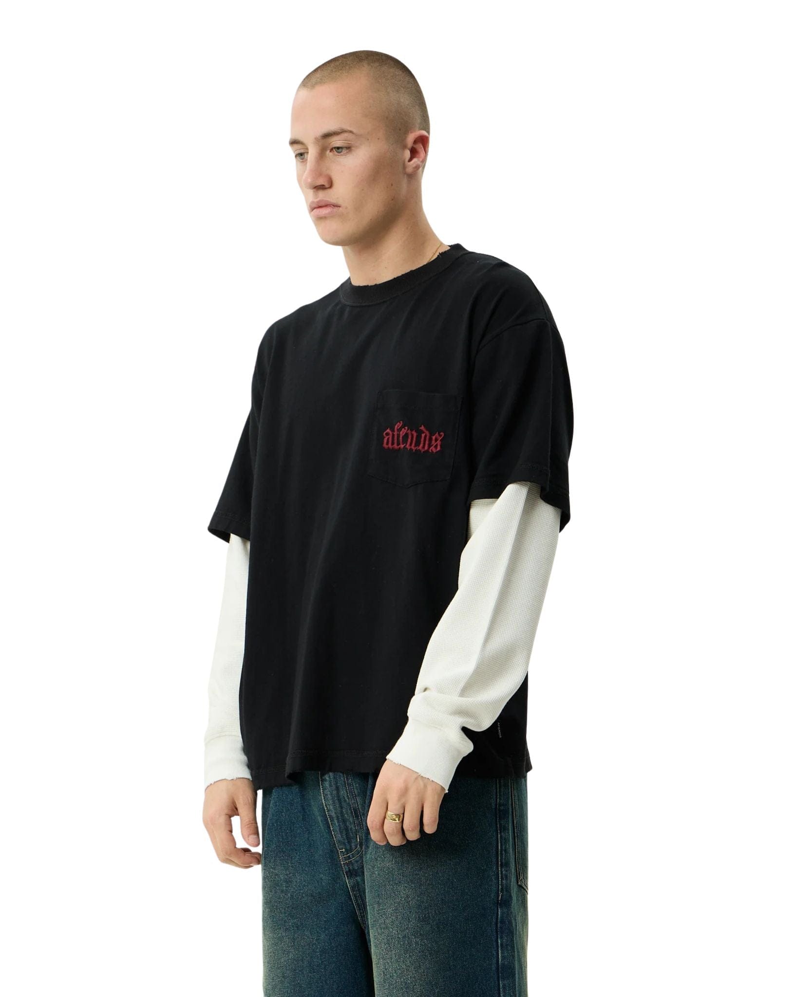 Afends Drop Zone - Recycled Layered Waffle Boxy Tee