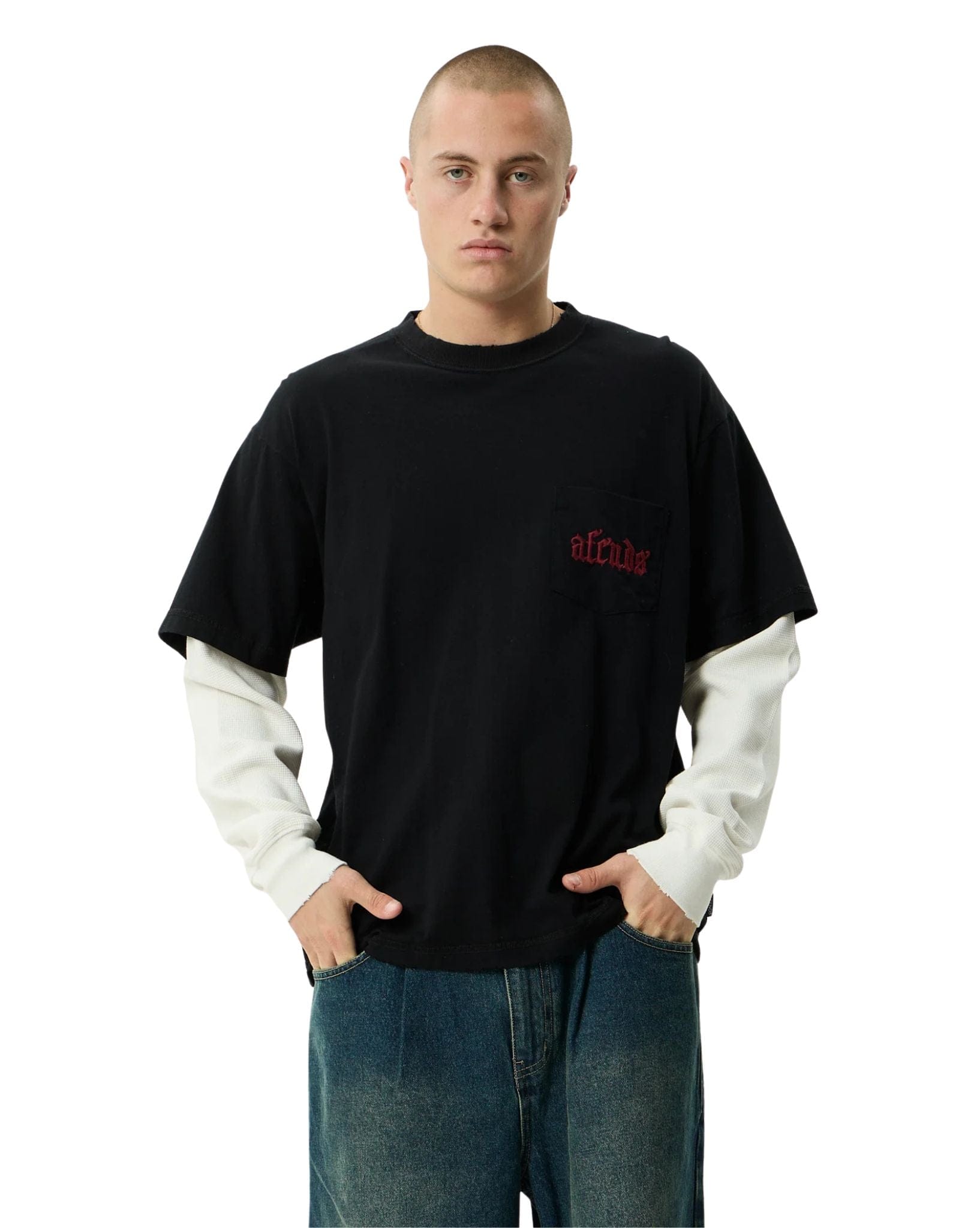 Afends Drop Zone - Recycled Layered Waffle Boxy Tee