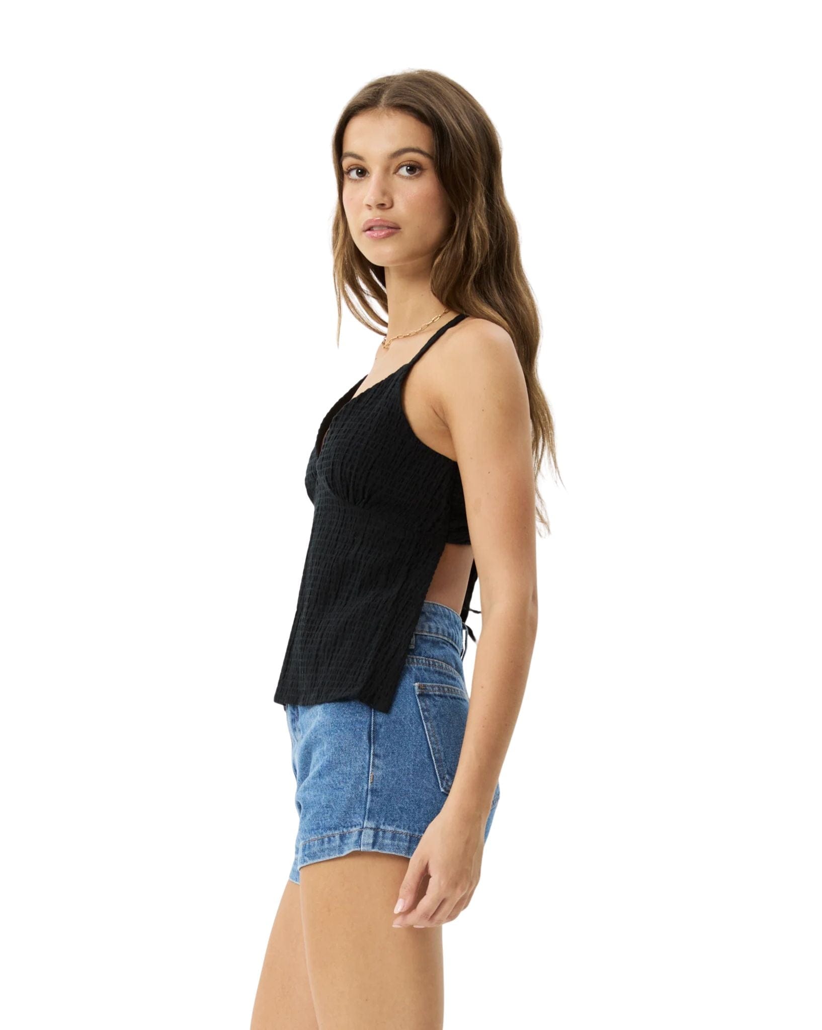 Afends Focus - Hemp Seersucker Strappy Top