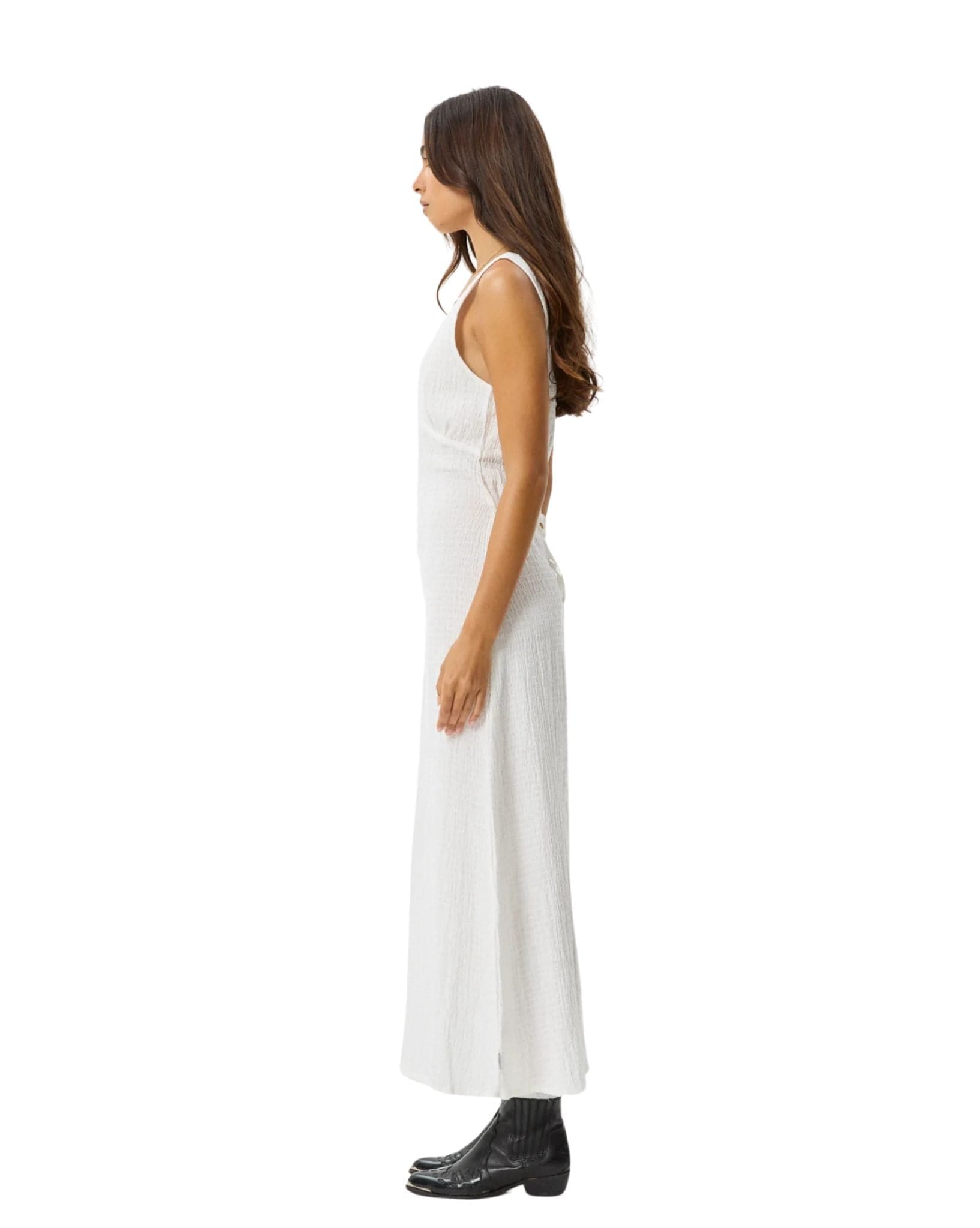 Afends Focus Seersucker Hemp Maxi Dress