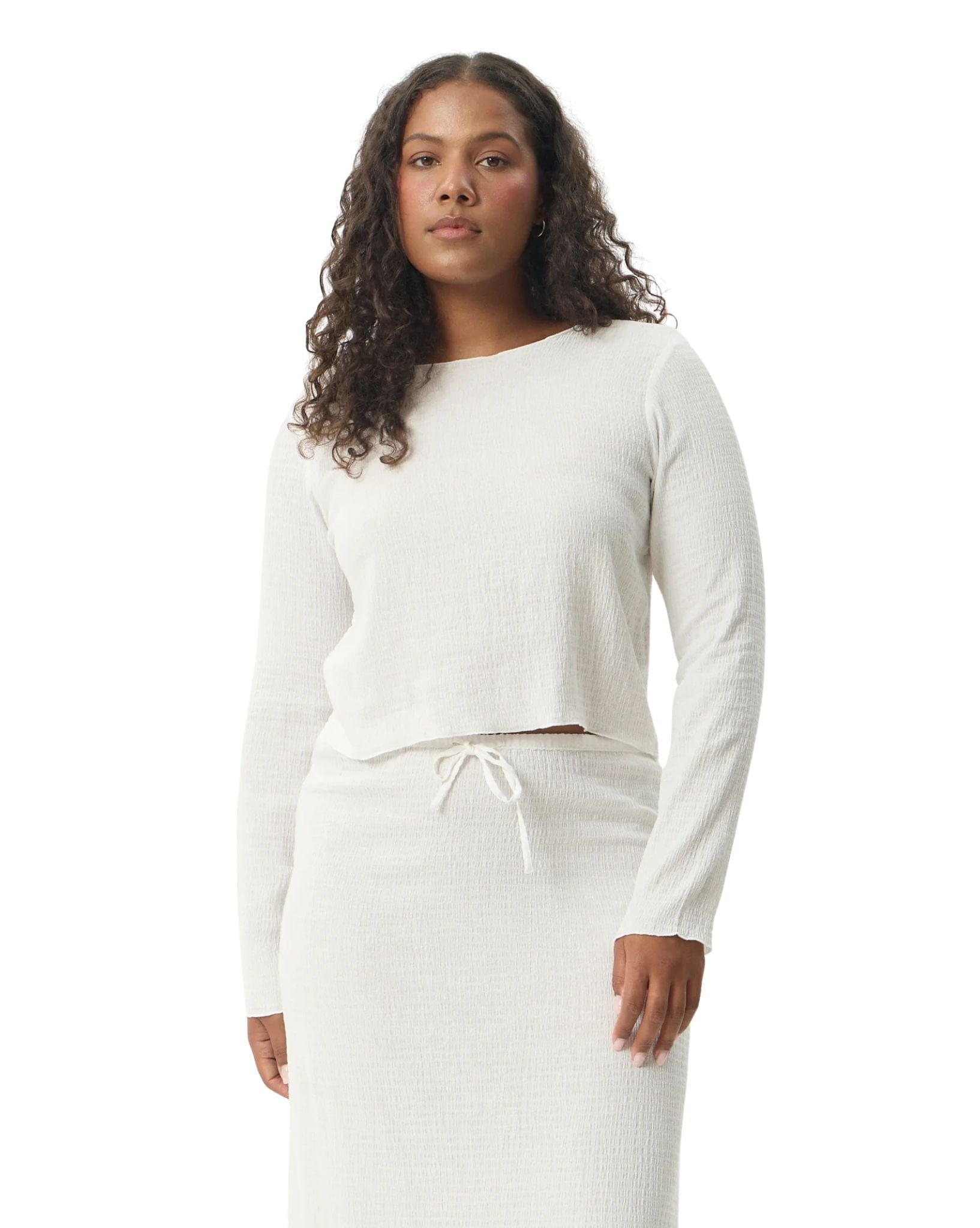 Afends Focus Seersucker Long Sleeve Top