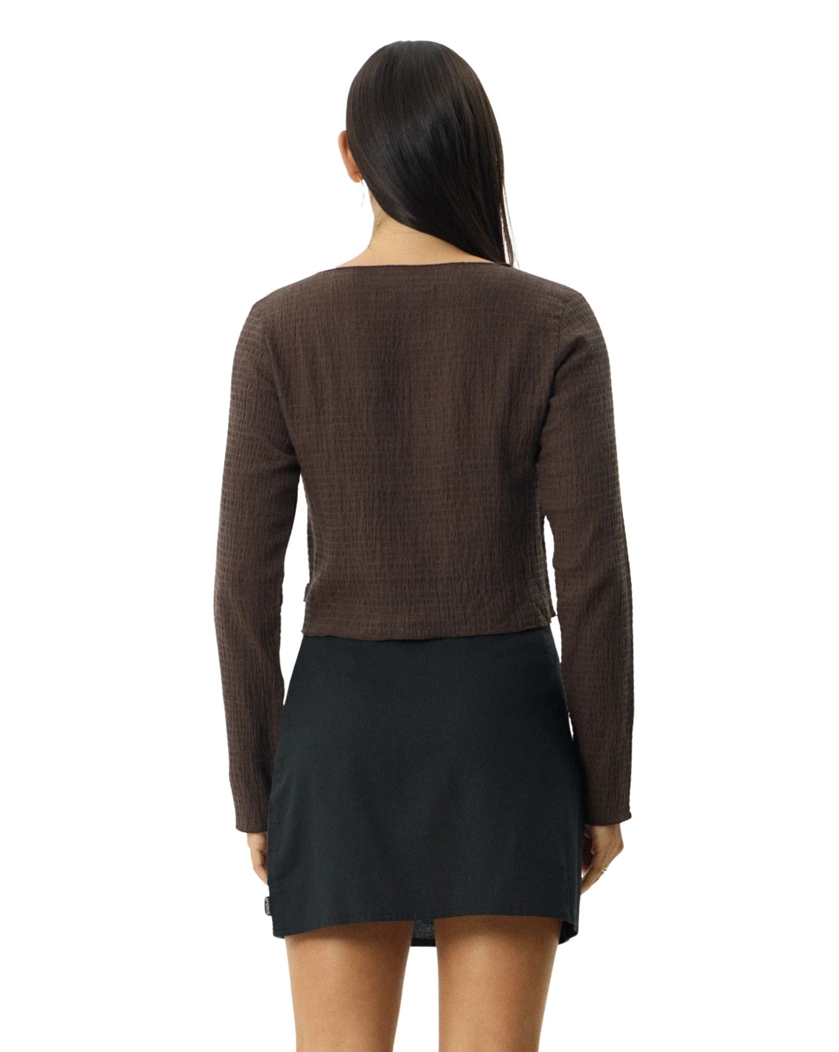 Afends Focus Seersucker Long Sleeve Top