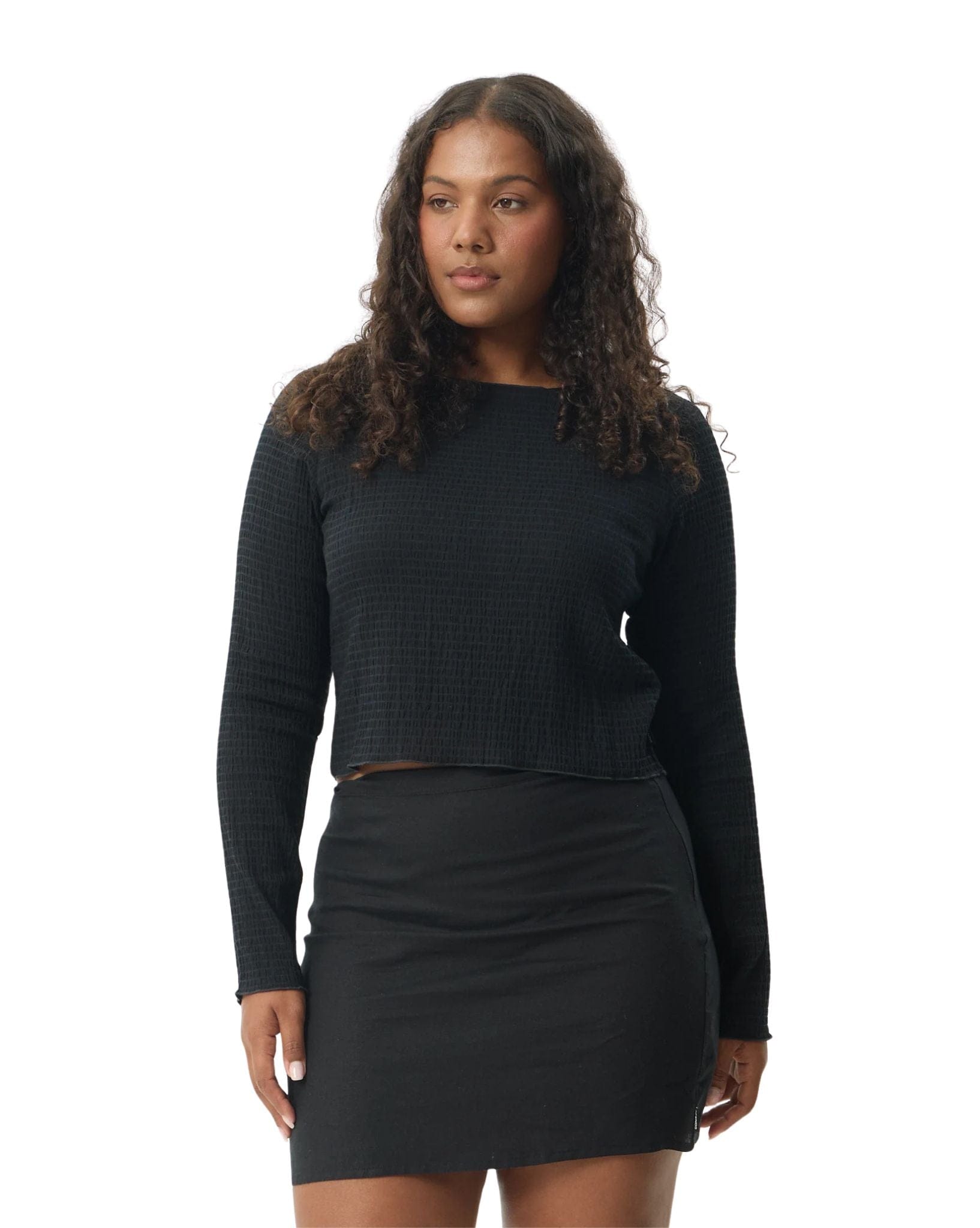 Afends Focus Seersucker Long Sleeve Top