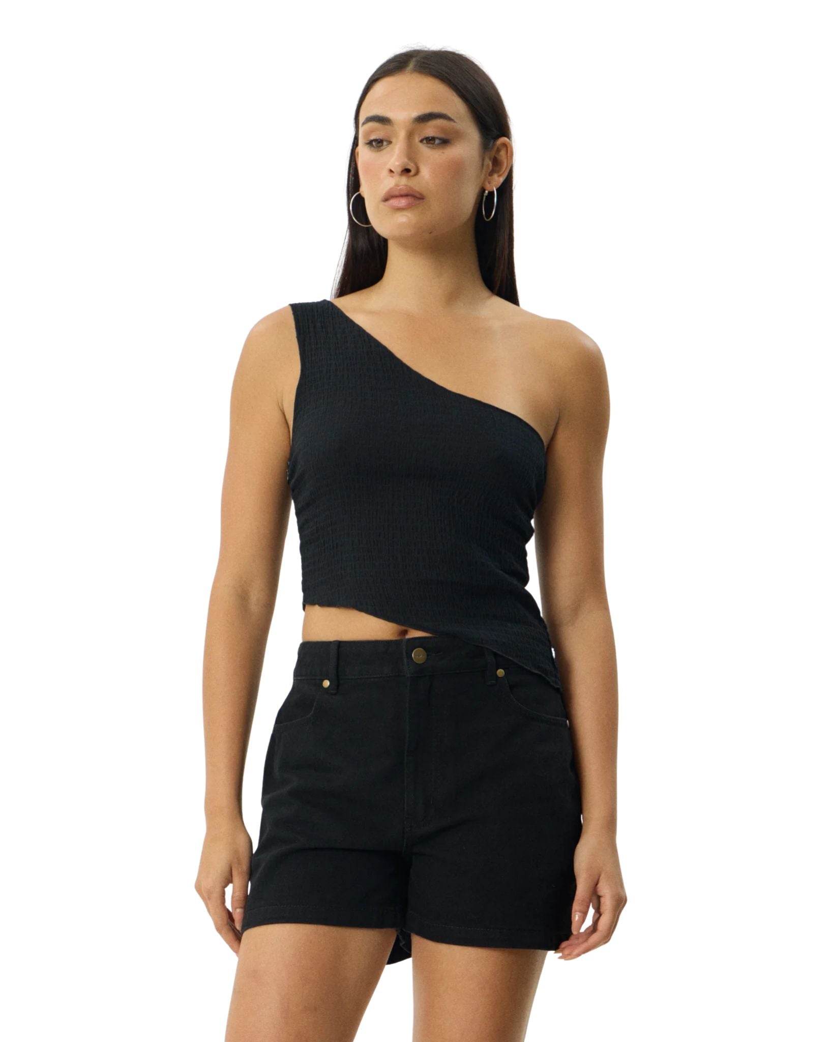 Afends Marina - Hemp Seersucker One Shoulder Top