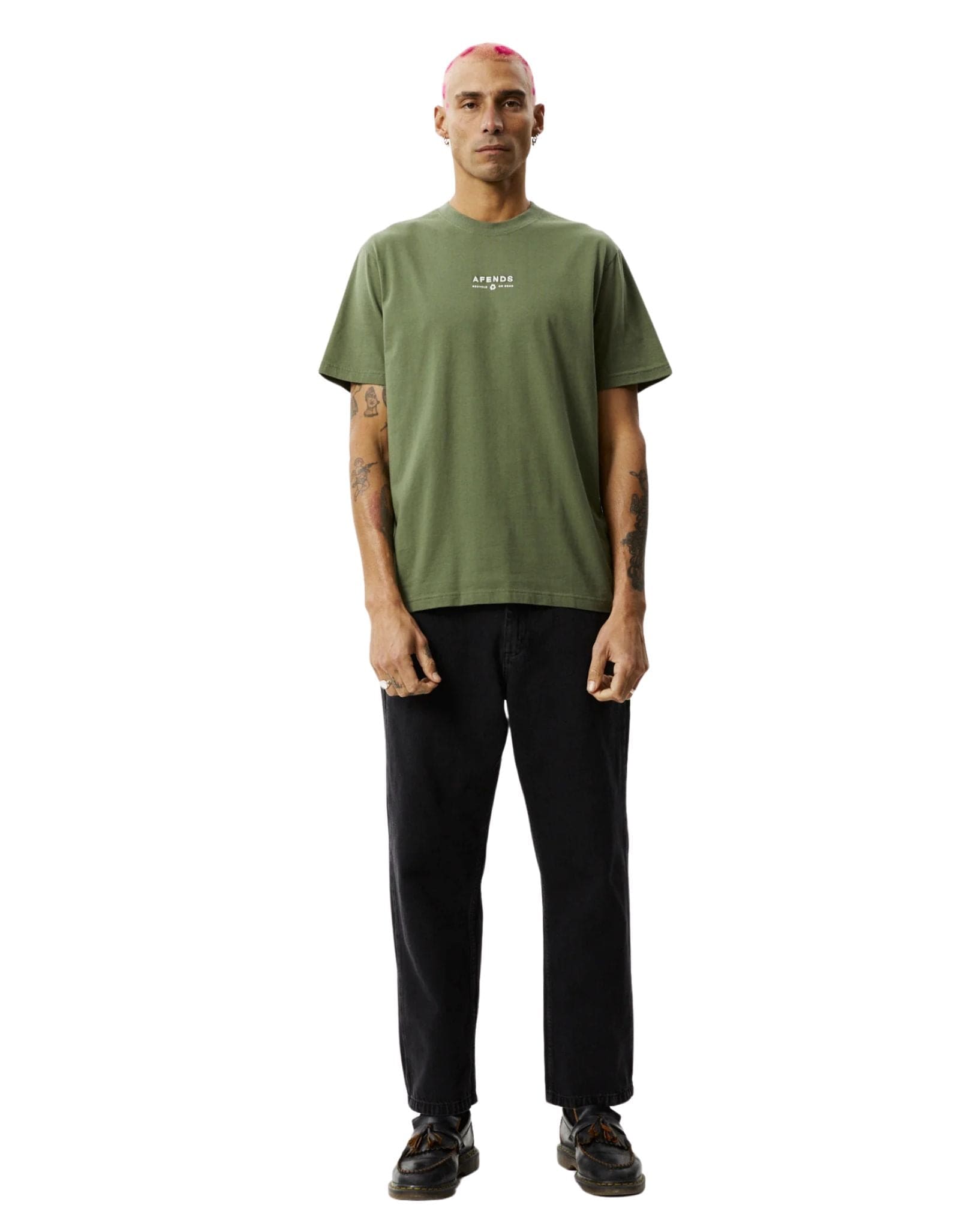 Afends Mens Calico Recycled Retro Logo T-Shirt