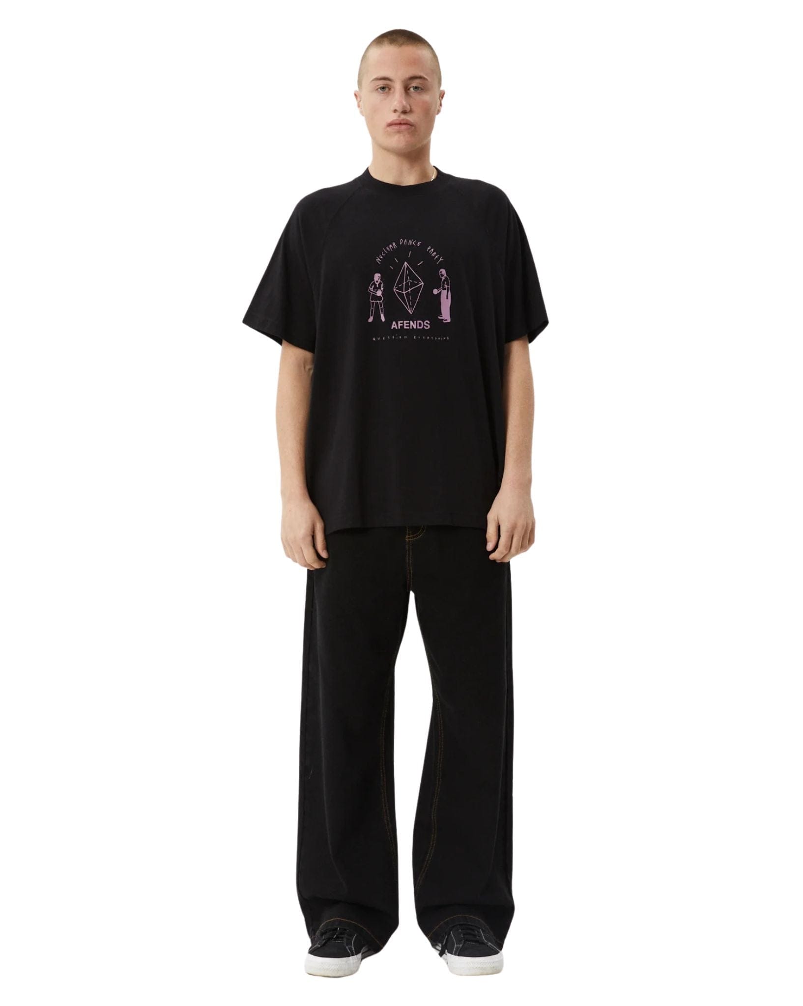 Afends Mens Dance Party Raglan Boxy Fit Tee - Black