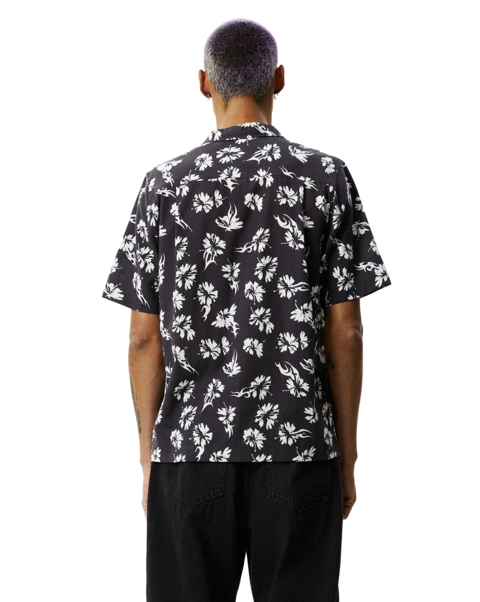 Afends Mens Hibiscus Cuban Shirt - Black