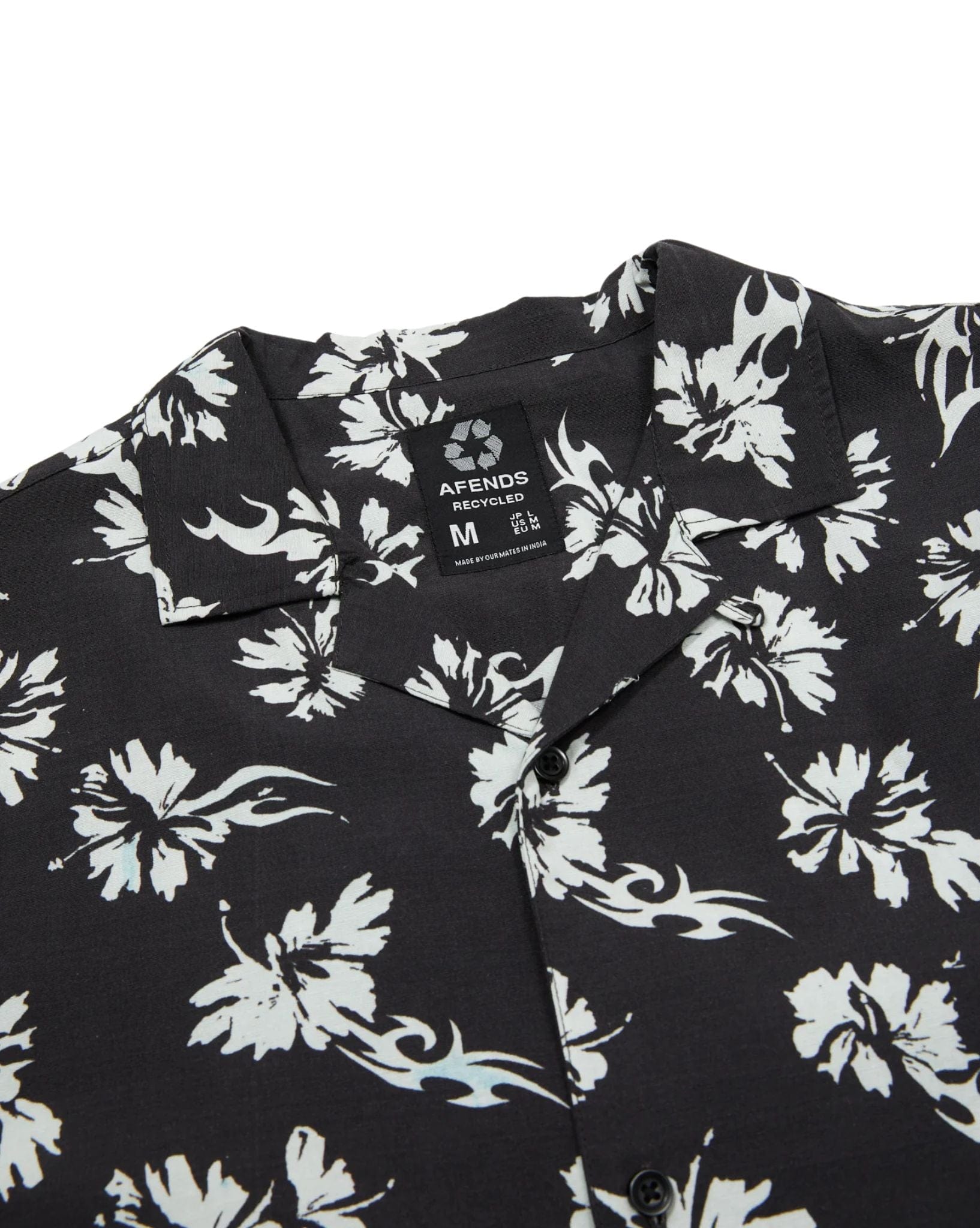 Afends Mens Hibiscus Cuban Shirt - Black