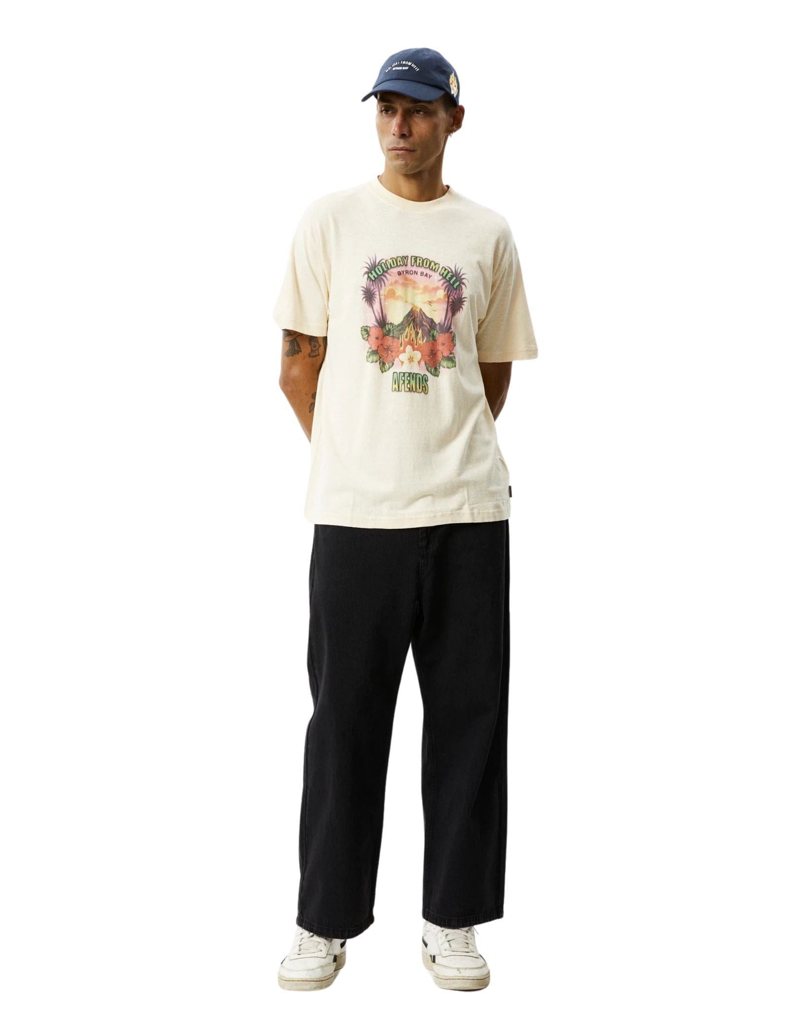 Afends Mens Holiday Graphic Boxy  T-Shirt - Sand