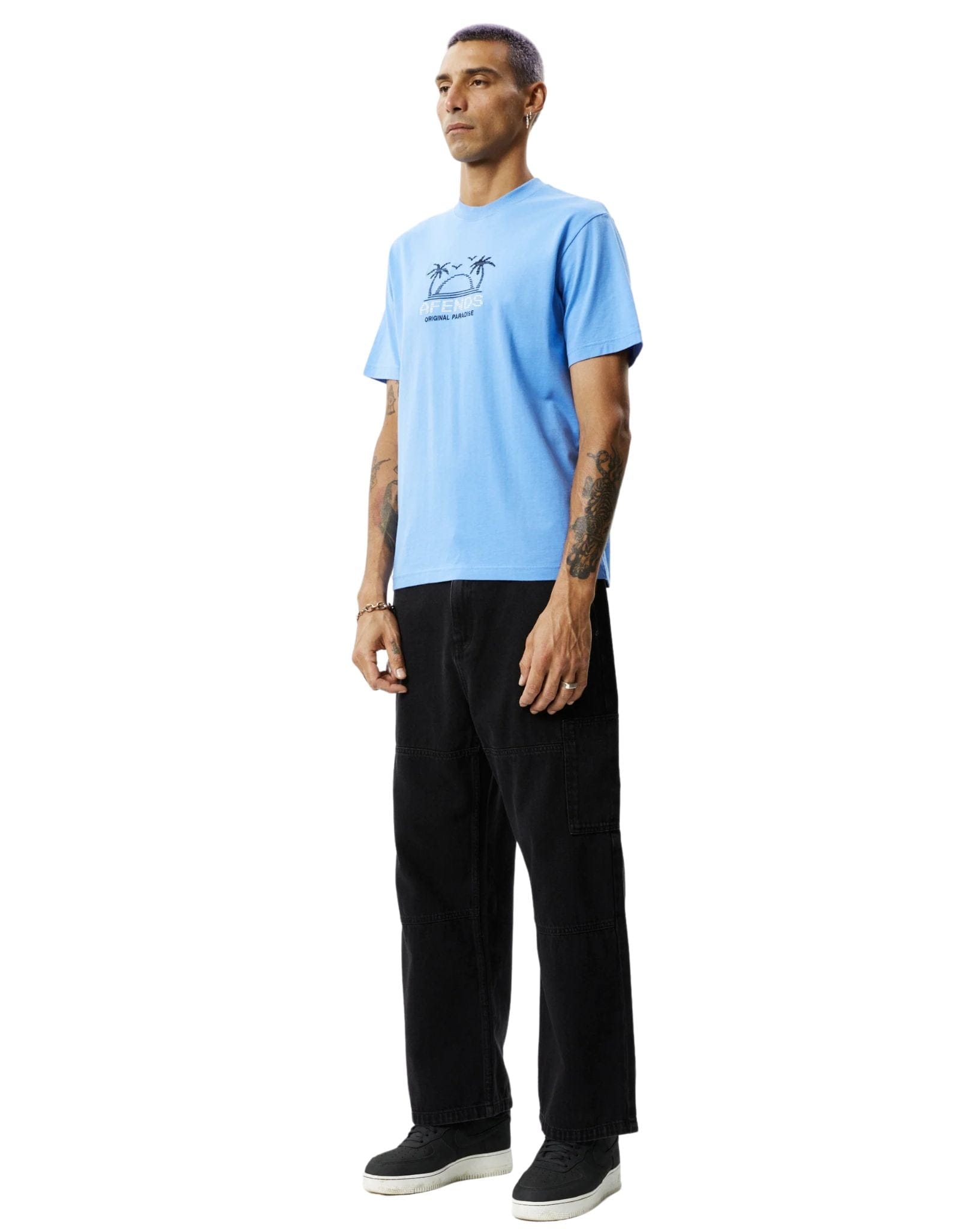 Afends Mens Sunset Graphic Retro T-Shirt -Arctic