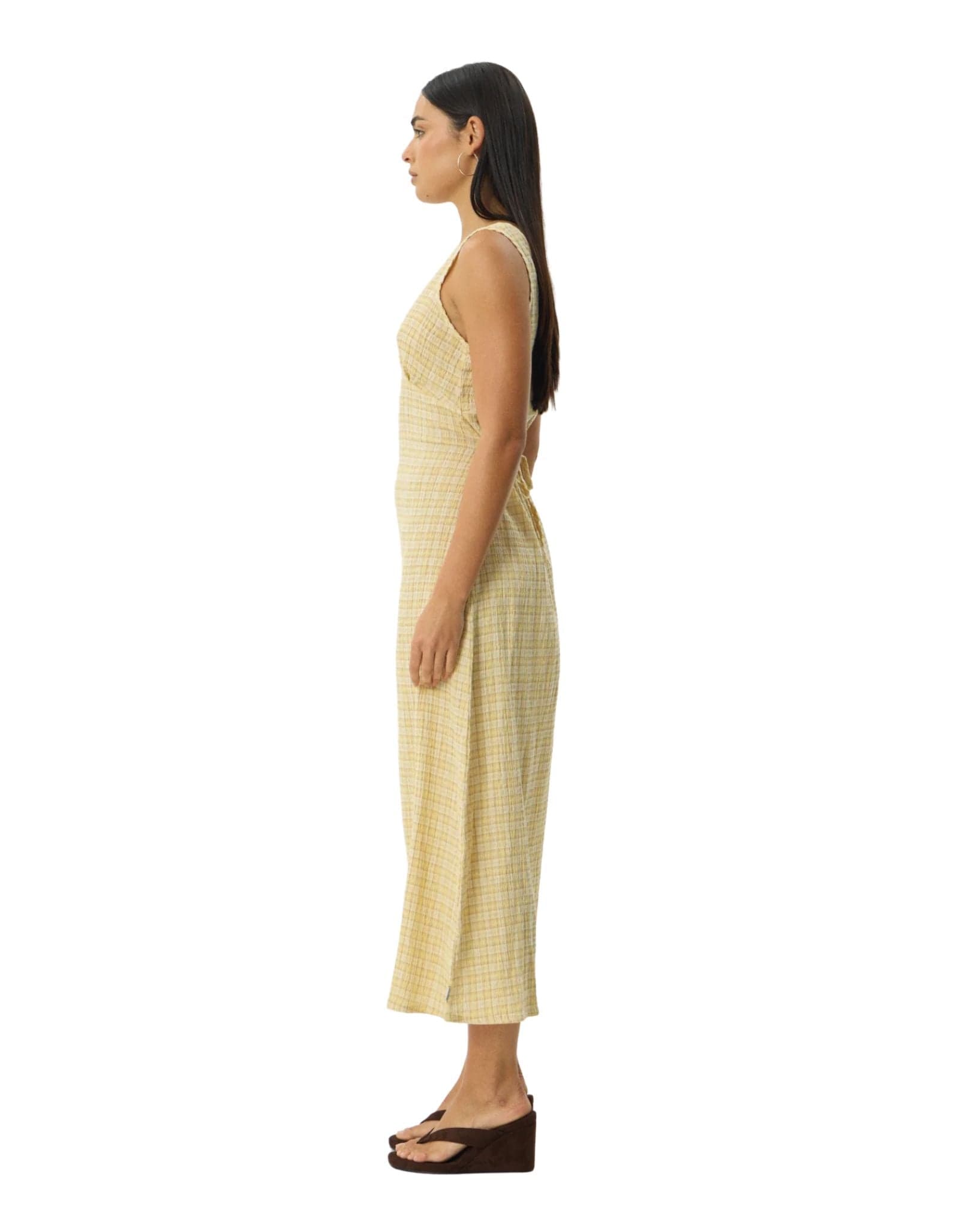 Afends Sunday - Hemp Seersucker Check Maxi Dress Check